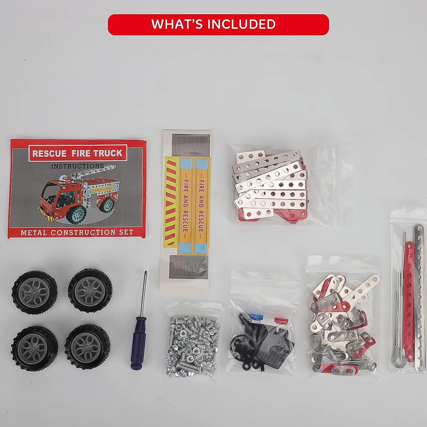 Metal DIY Fire Truck Building Blocks Kids (Fire Truck / 292pcs of truck tool / 1 Set) - Image 3