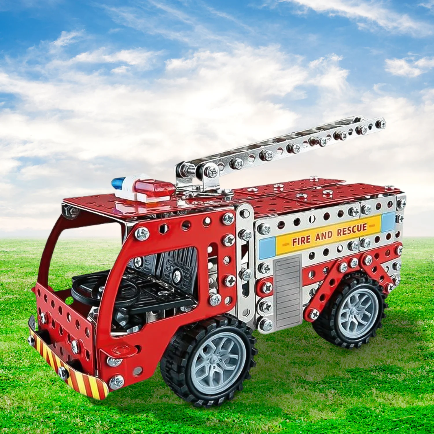 Metal DIY Fire Truck Building Blocks Kids (Fire Truck / 292pcs of truck tool / 1 Set) - Image 4