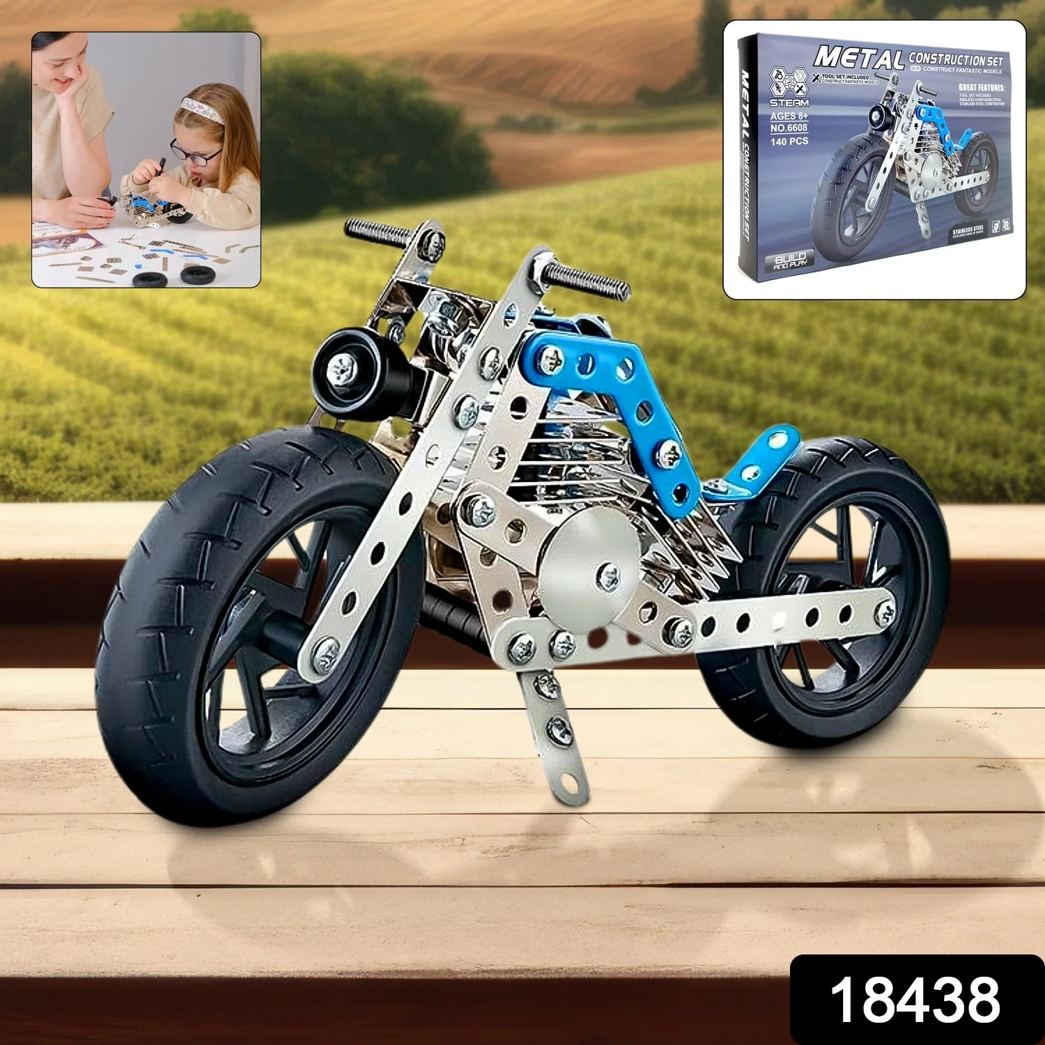 Metal Bike Creative Mechanical Construction Engineering Kit 140 Part Bike Tool - Image 2