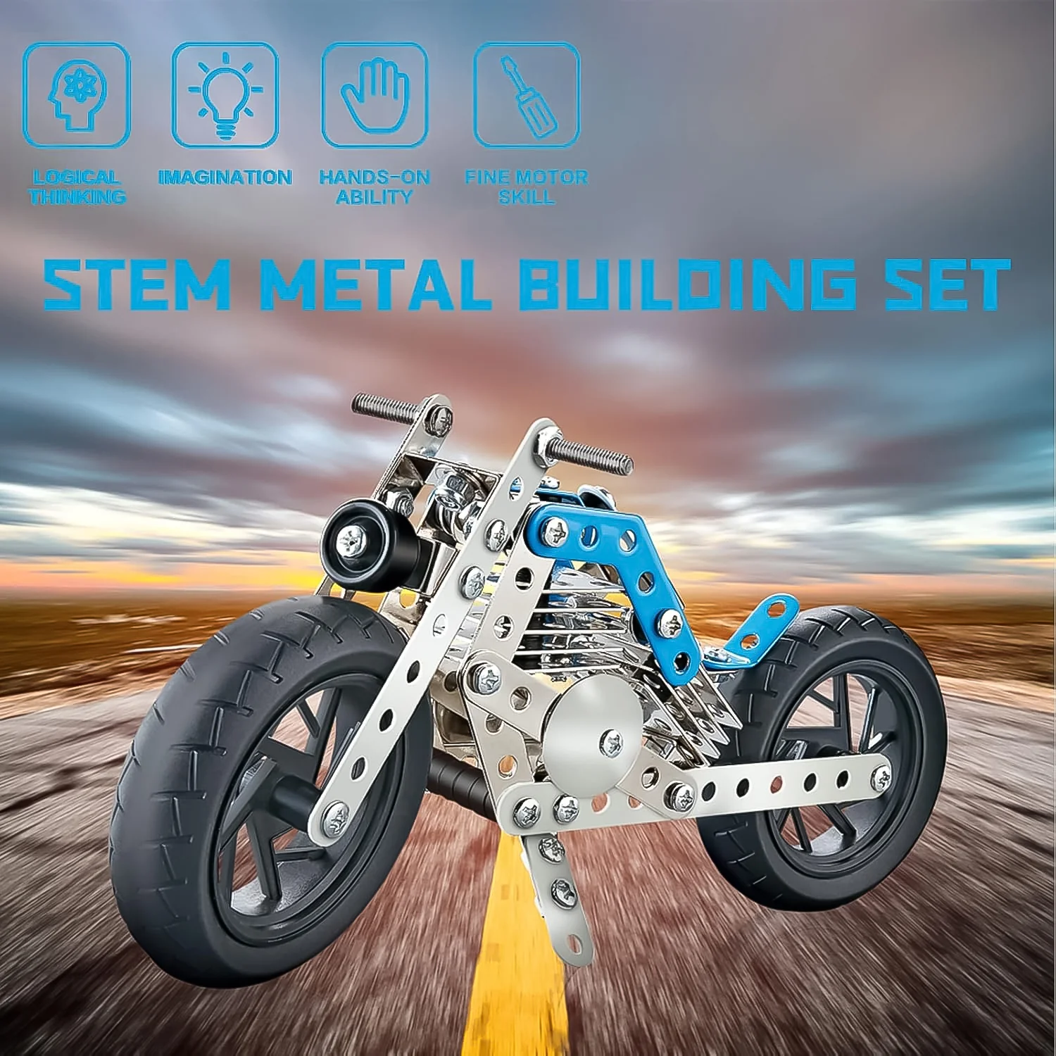 Metal Bike Creative Mechanical Construction Engineering Kit 140 Part Bike Tool - Image 3
