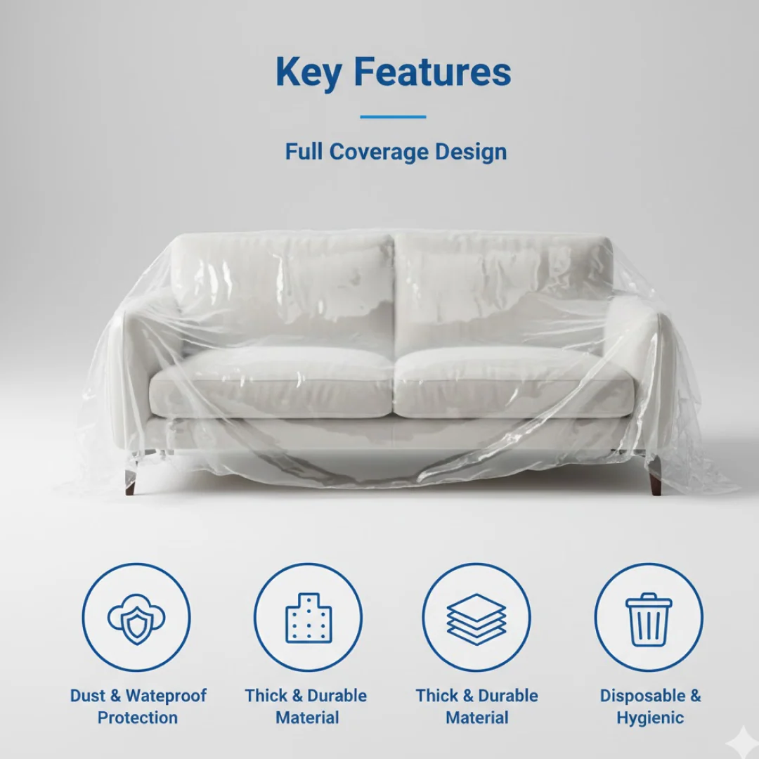 Home Thick Disposable Dust Proof Plastic Furniture Covers (1 Pc / Big) - Image 3