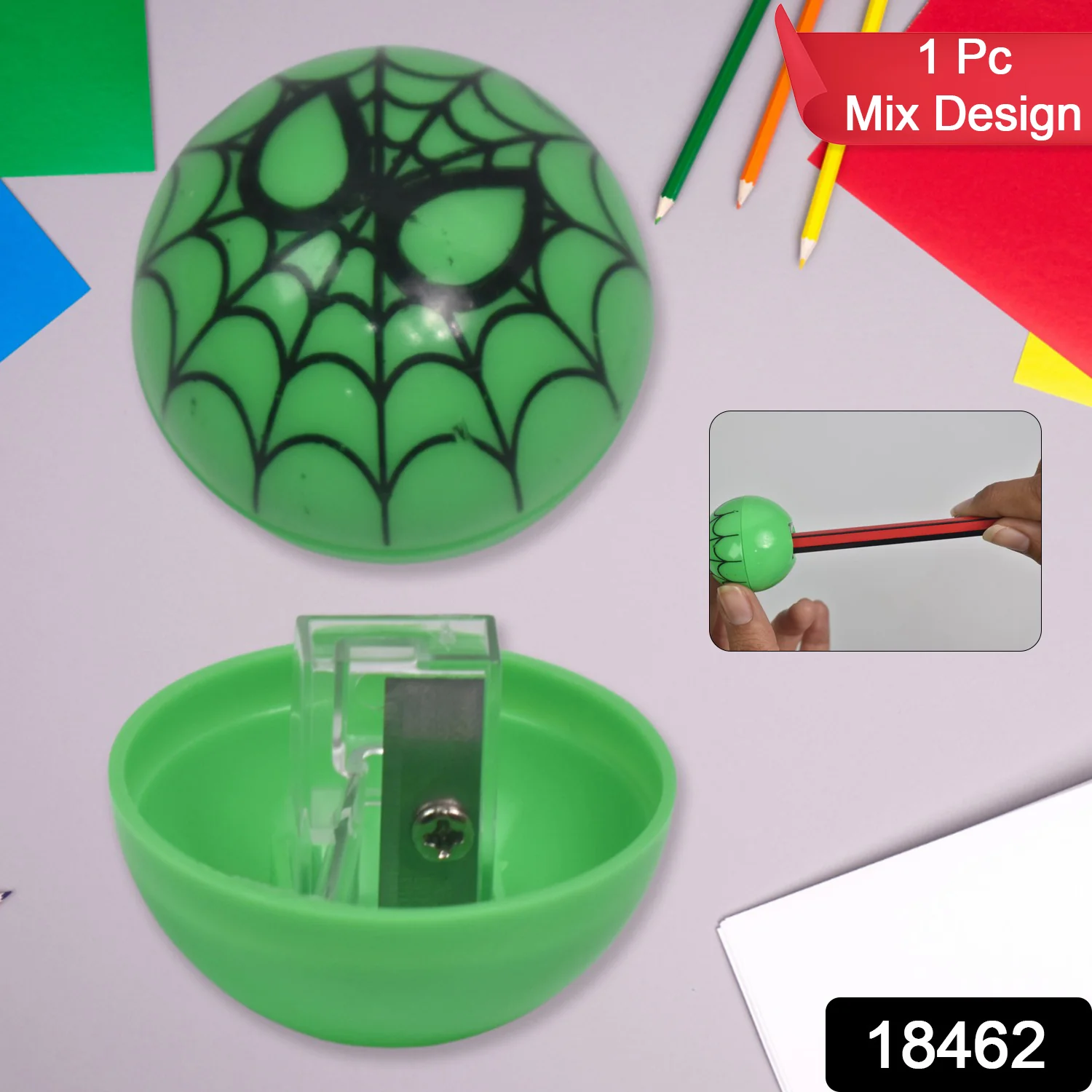 Round Shape Mix Design Pencil Sharpener (1 Pc / Round Shape Mix Design) - Image 2