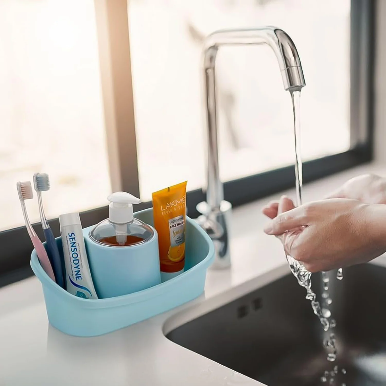 3 in 1 Hand wash Liquid Soap Dispenser with Sponge Holder (1 Set) - Image 6