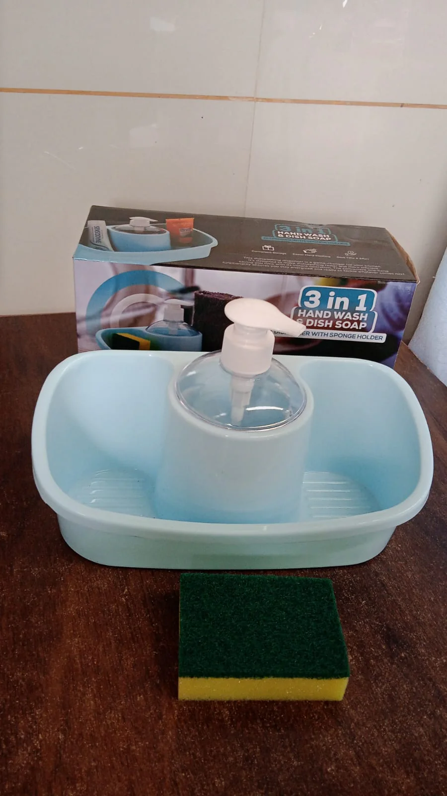 3 in 1 Hand wash Liquid Soap Dispenser with Sponge Holder (1 Set) - Image 7