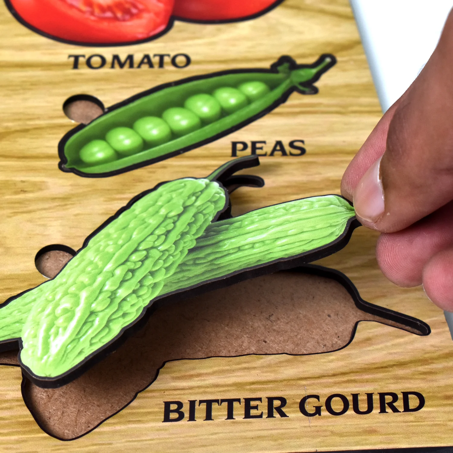 Wooden Vegetable Puzzle Learning Educational Board (1 Set / 28×20 Cm) - Image 3