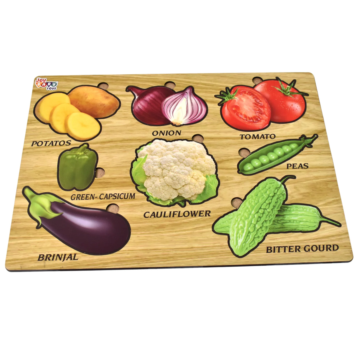 Wooden Vegetable Puzzle Learning Educational Board (1 Set / 28×20 Cm) - Image 5