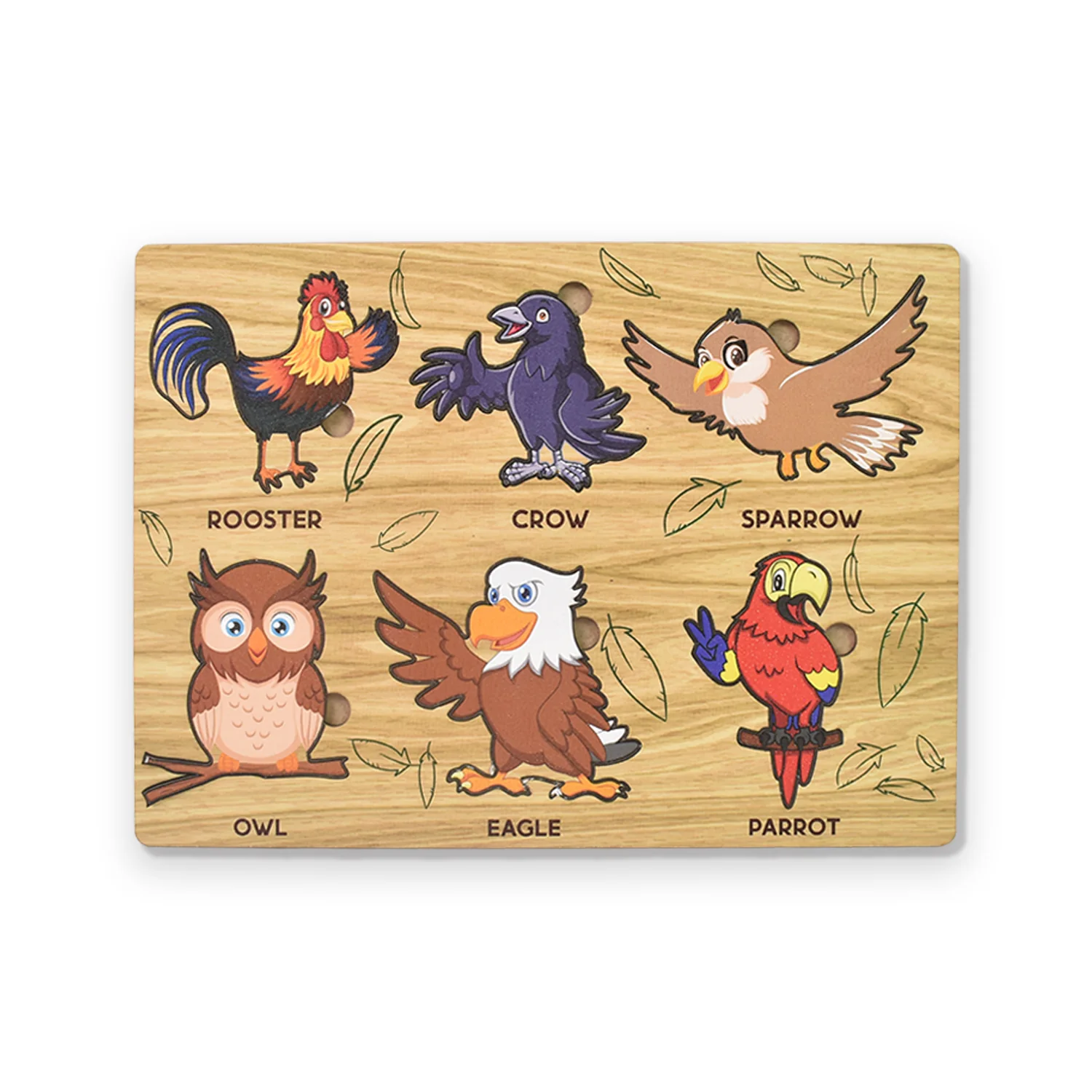 Wooden Bird Puzzle Learning Educational Board (1 Set / 28×20 Cm) - Image 5