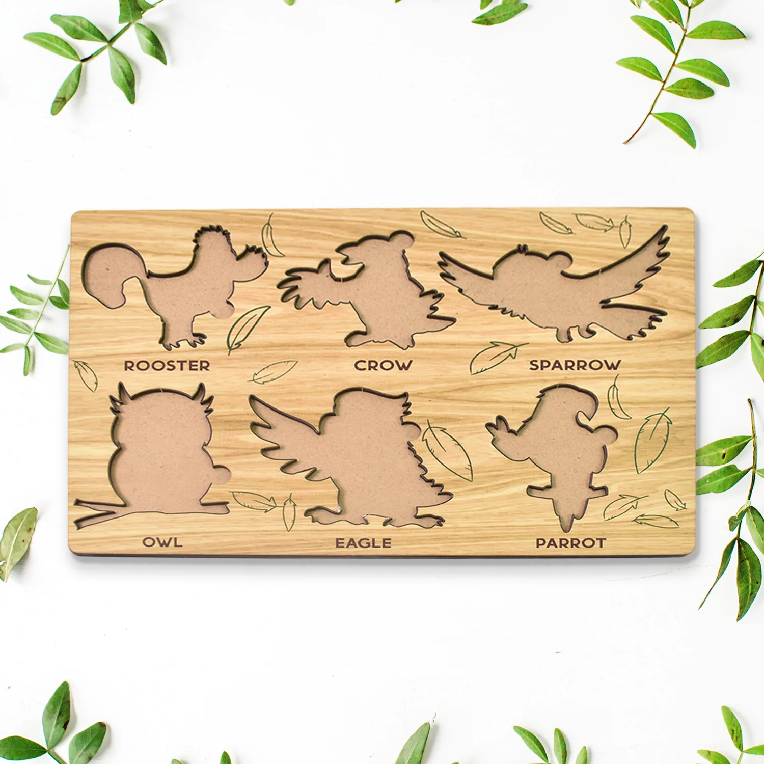 Wooden Bird Puzzle Learning Educational Board (1 Set / 28×20 Cm) - Image 6