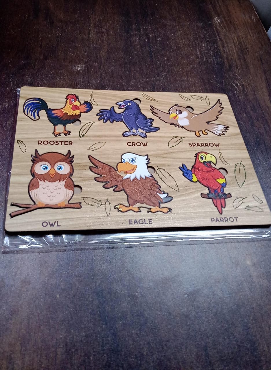 Wooden Bird Puzzle Learning Educational Board (1 Set / 28×20 Cm) - Image 7