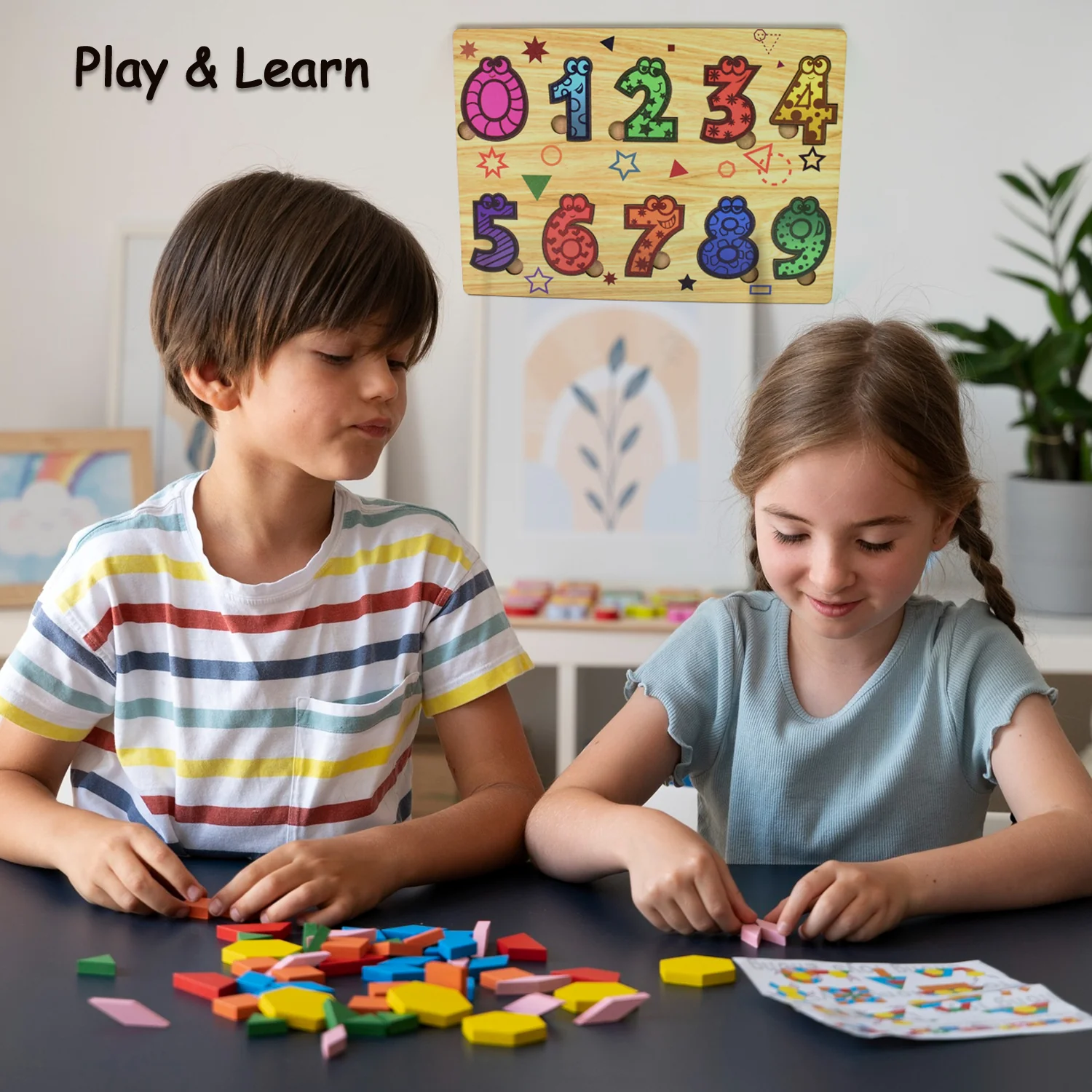 Wooden Number Puzzle Learning Educational Board (1 Set / 28×20 Cm) - Image 3