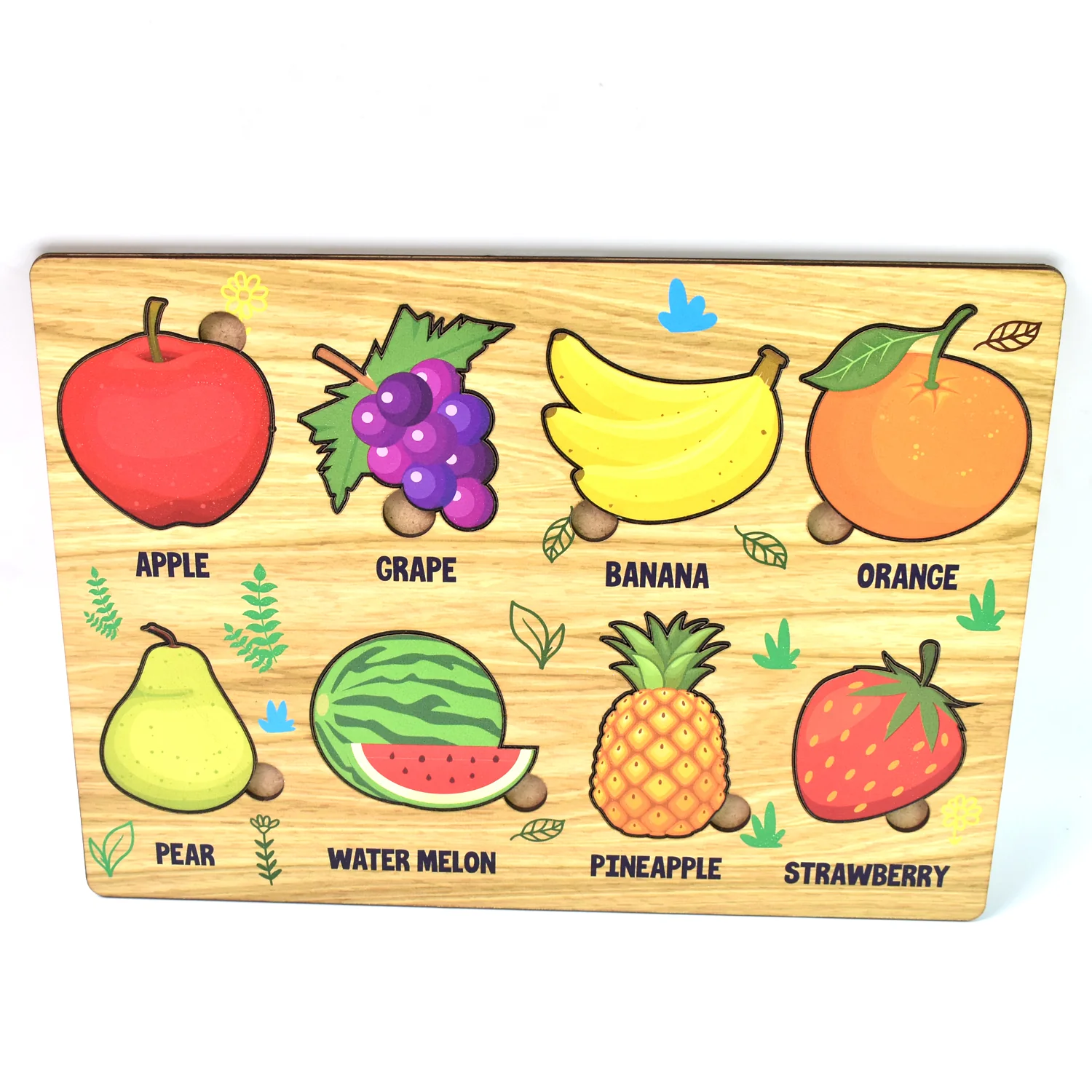 Wooden Fruits Puzzle Learning Educational Board (1 Set / 28×20 Cm) - Image 5