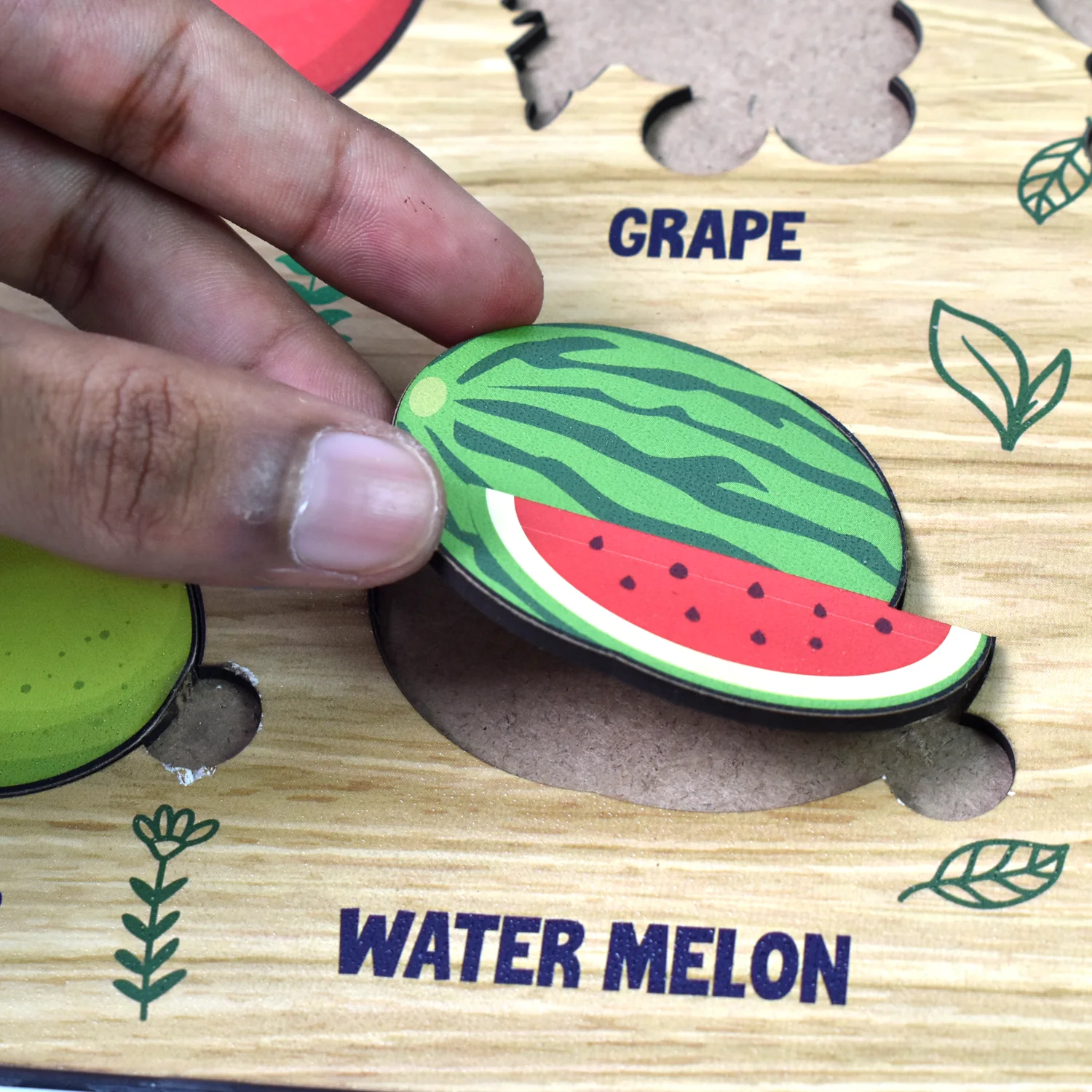 Wooden Fruits Puzzle Learning Educational Board (1 Set / 28×20 Cm) - Image 7