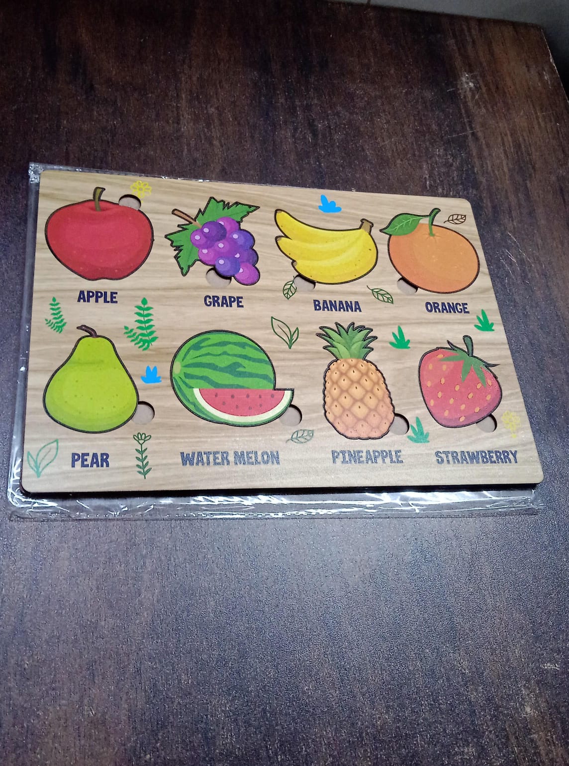 Wooden Fruits Puzzle Learning Educational Board (1 Set / 28×20 Cm) - Image 8