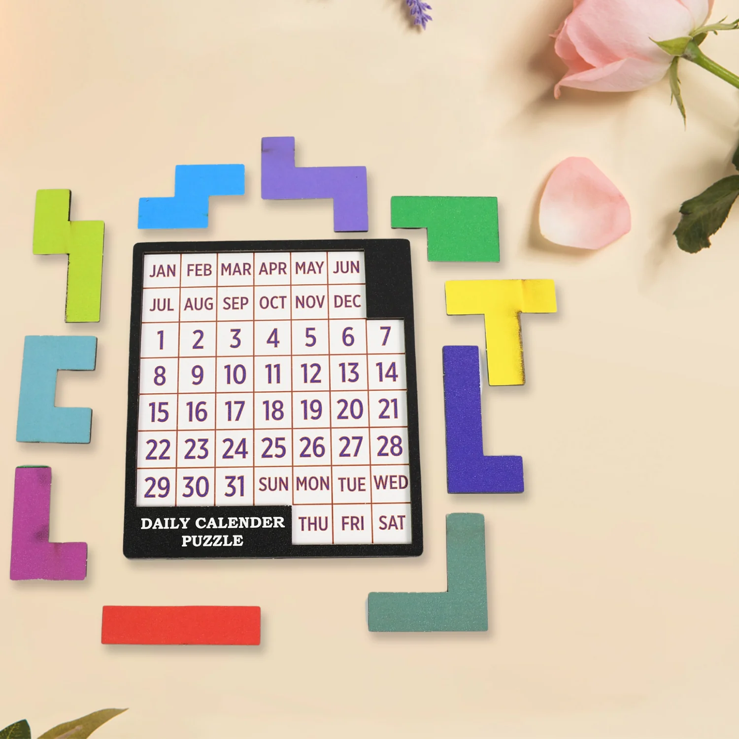 Wooden Daily Calendar Puzzle (Multicolor / 1 Set) - Image 3