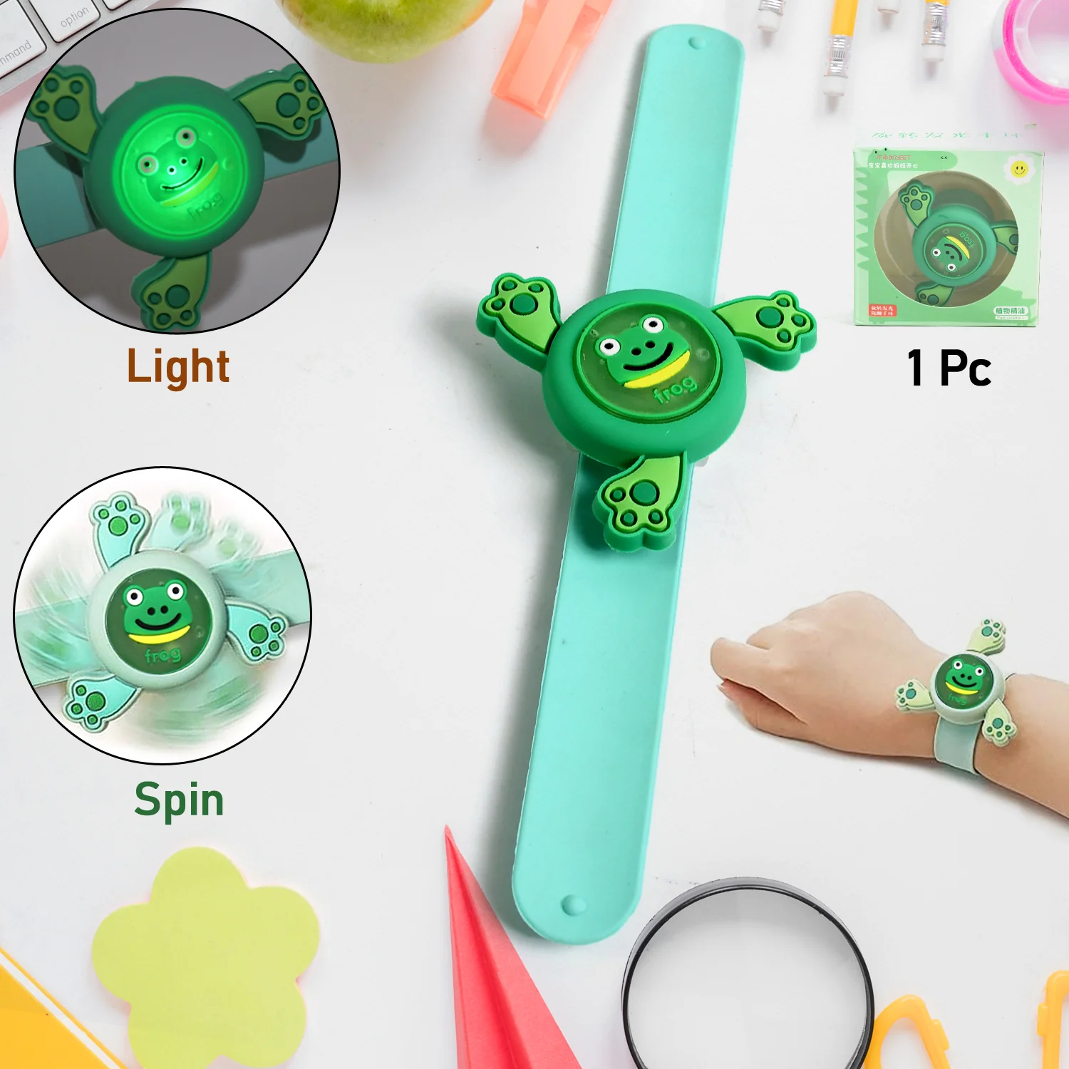 LED Light & Spinning Slap Kids Cartoon Bracelet Wrist Band (1 Pc / Mix Design) - Image 3