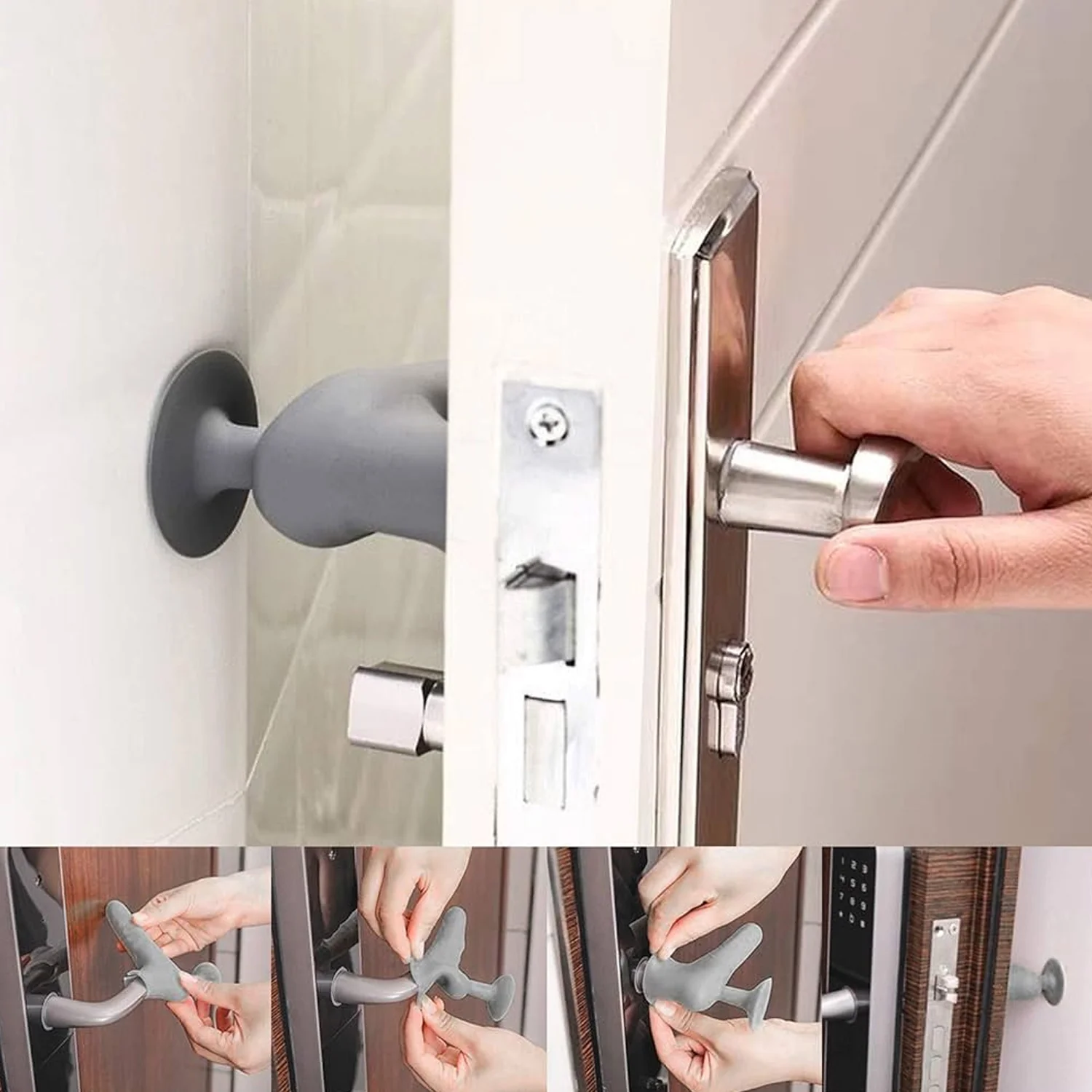 Silicone Door Handle Cover with Suction Cup (1 Pc / Mix Color) - Image 3