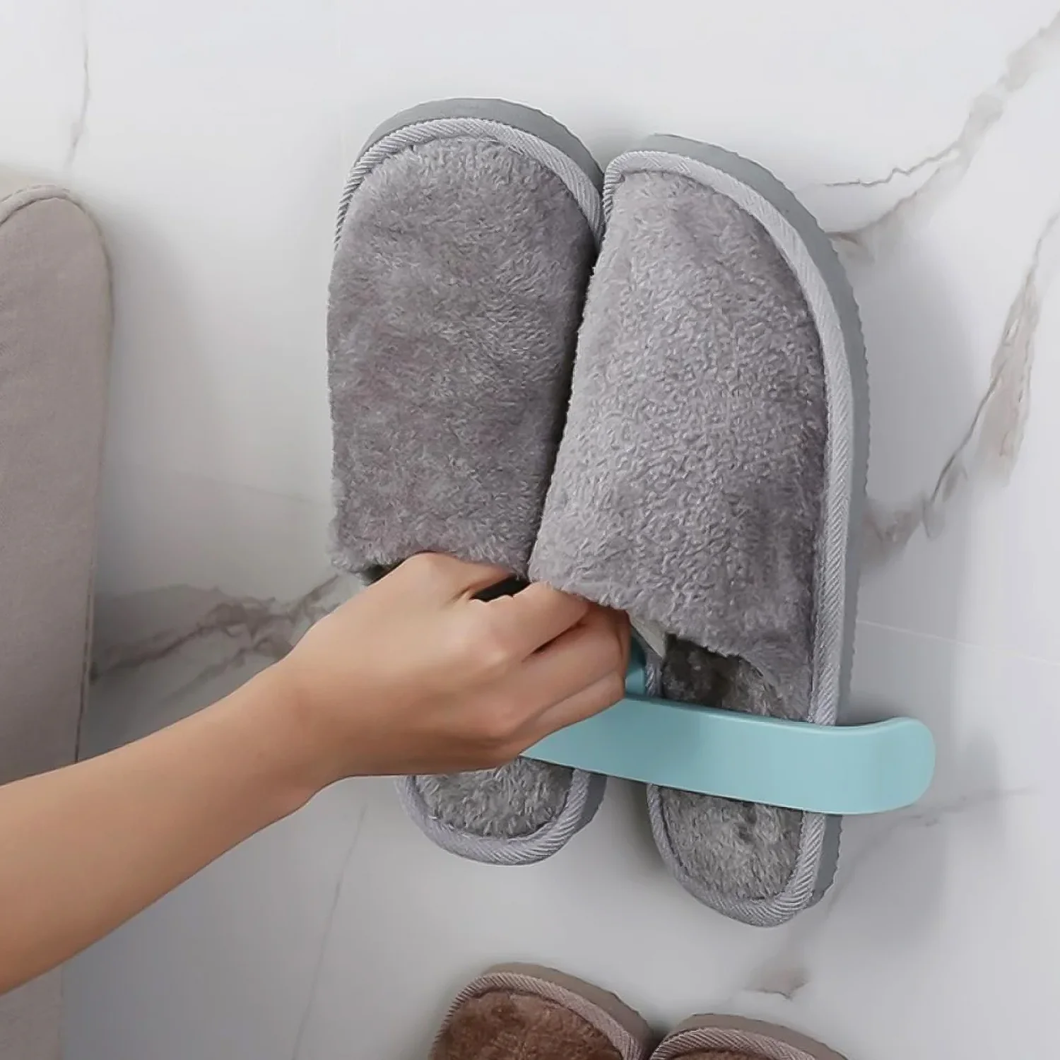 Bathroom Towel Slipper Hanging Rack Self Adhesive Wall Mounted (1 Pc) - Image 13