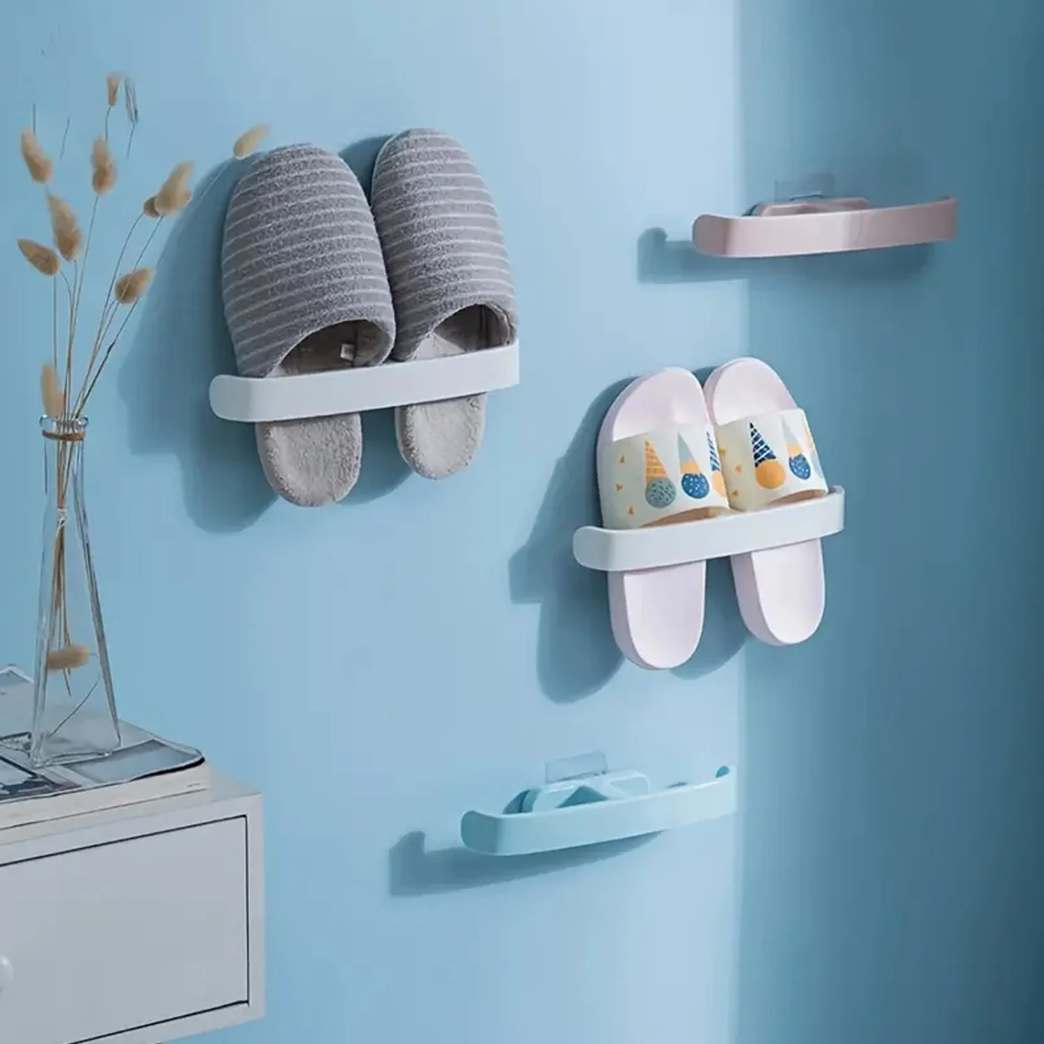 Bathroom Towel Slipper Hanging Rack Self Adhesive Wall Mounted (1 Pc) - Image 6