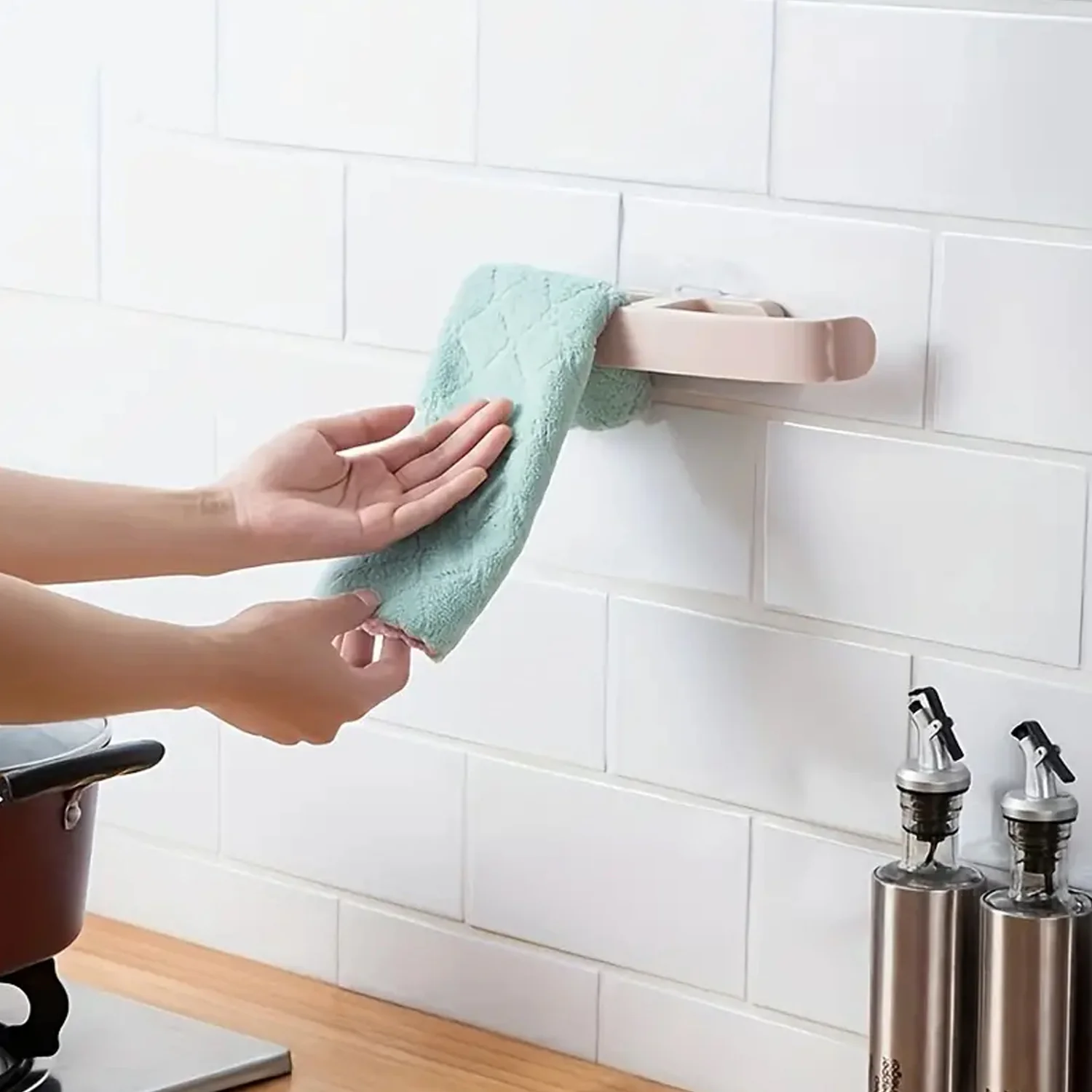 Bathroom Towel Slipper Hanging Rack Self Adhesive Wall Mounted (1 Pc) - Image 9