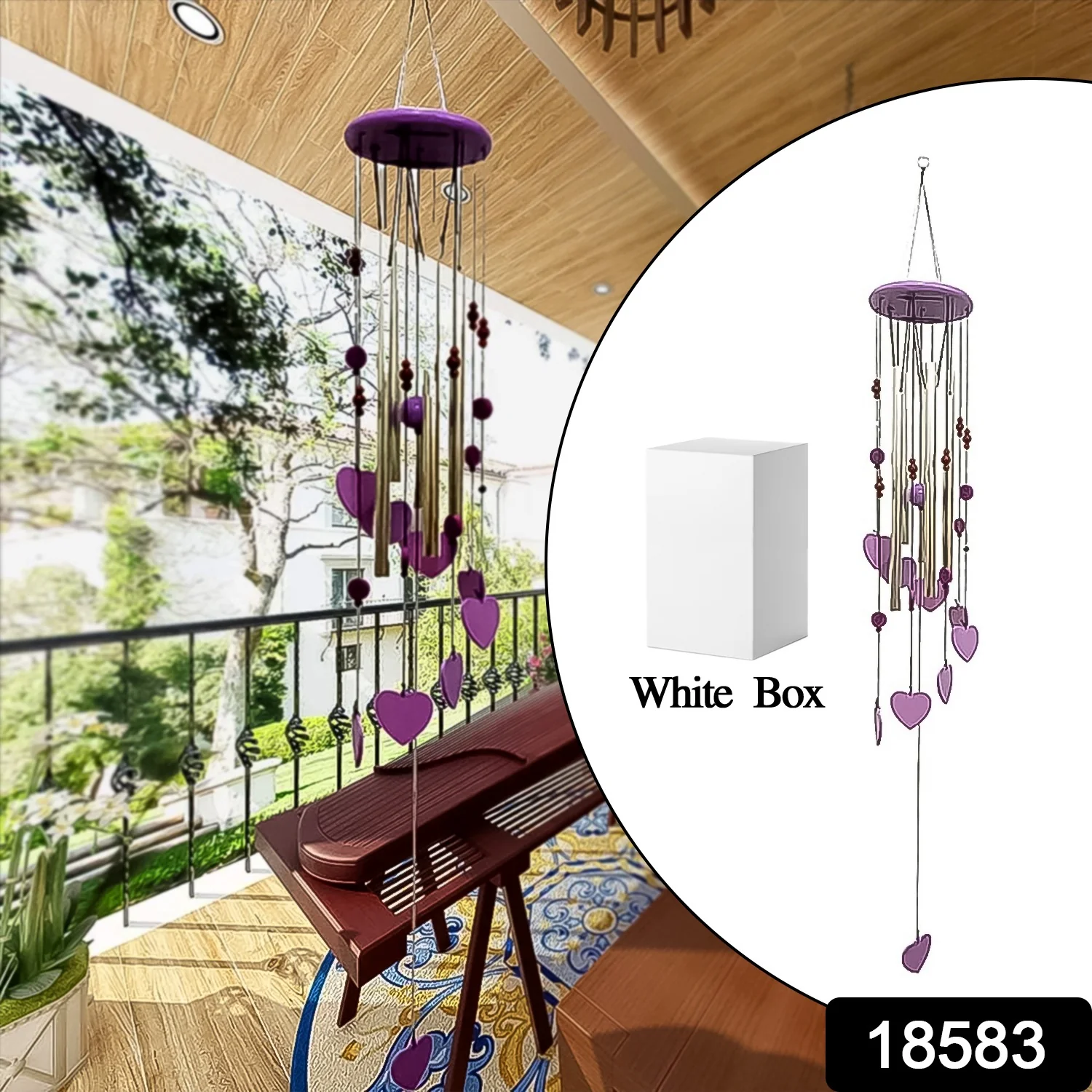Smiley and Hearts Love Wind Chime (1 Pc) - Image 2