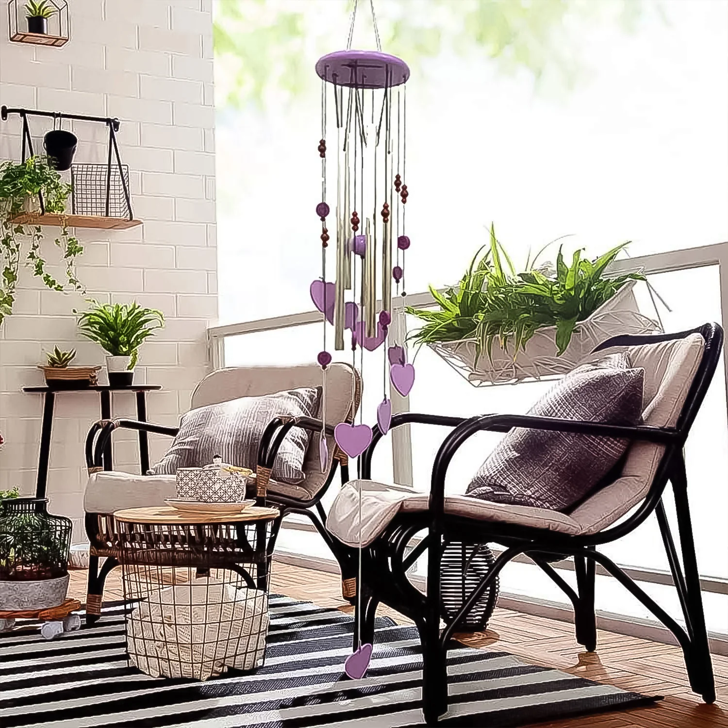 Smiley and Hearts Love Wind Chime (1 Pc) - Image 5