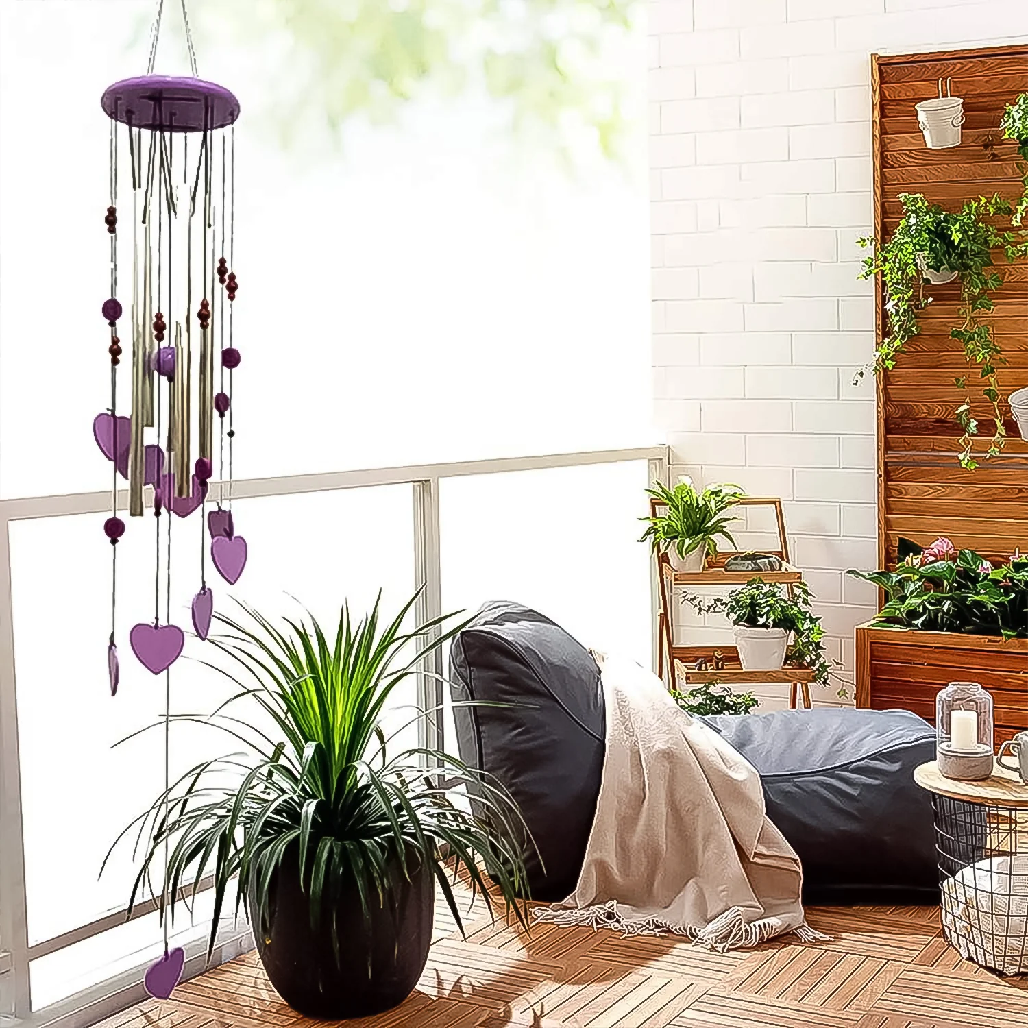 Smiley and Hearts Love Wind Chime (1 Pc) - Image 6