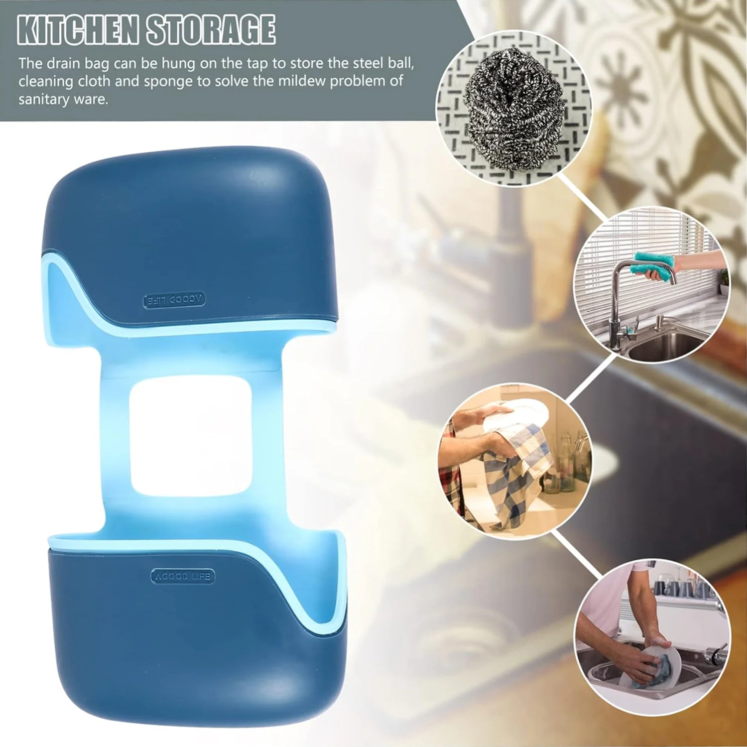 Drain Bag Draining Bracket Sponge Storage Rack Plastic Storage Holder (1 Pc) - Image 6