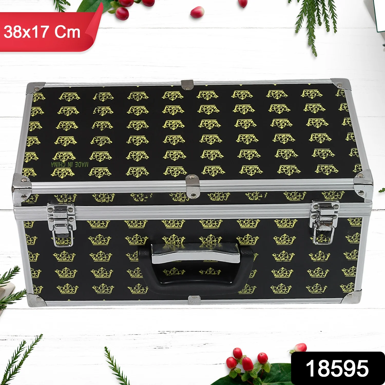 Wooden & Aluminium Portable Suitcase Travel Tool Box (38×17×18 Cm / 1 Pc) - Image 2