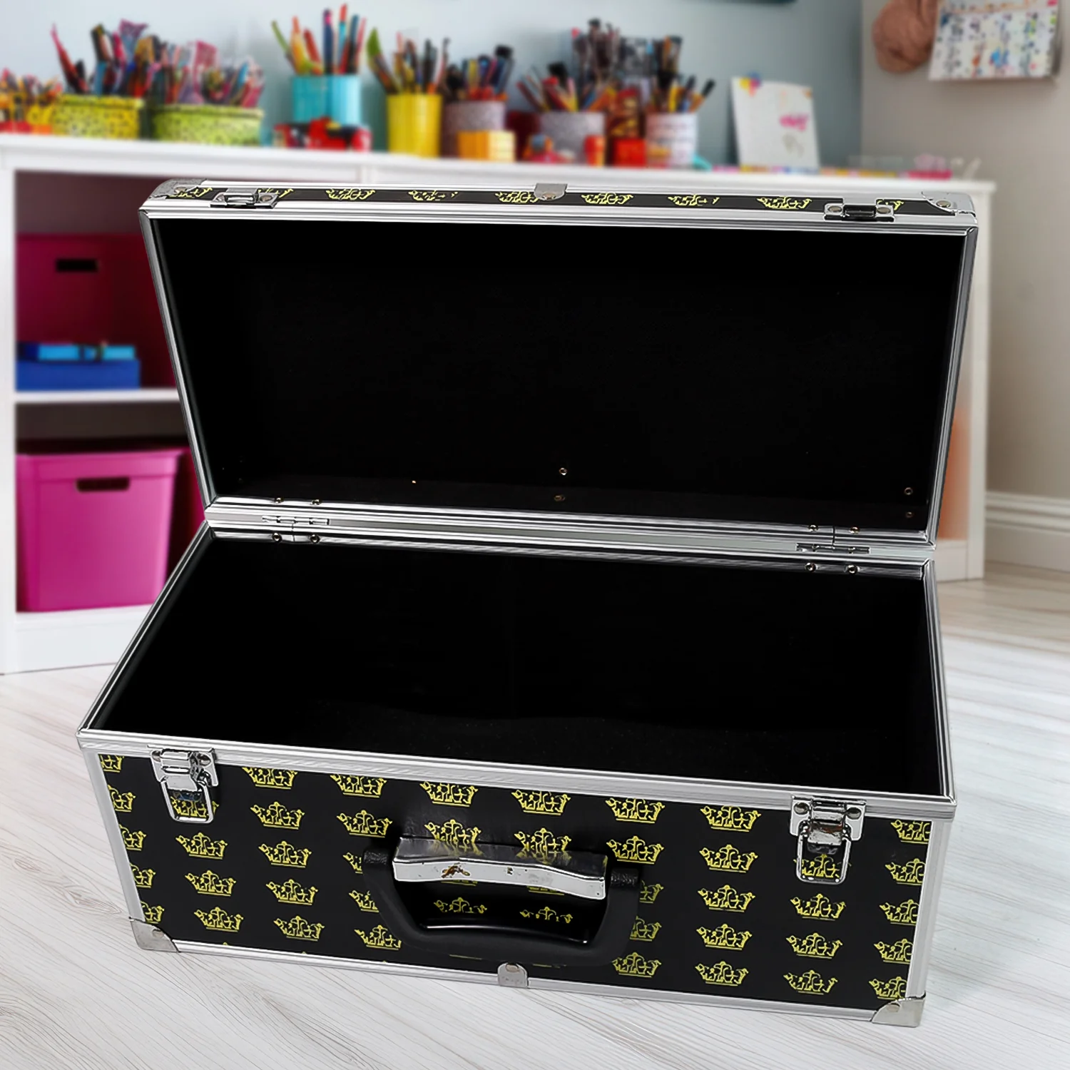 Wooden & Aluminium Portable Suitcase Travel Tool Box (38×17×18 Cm / 1 Pc) - Image 4