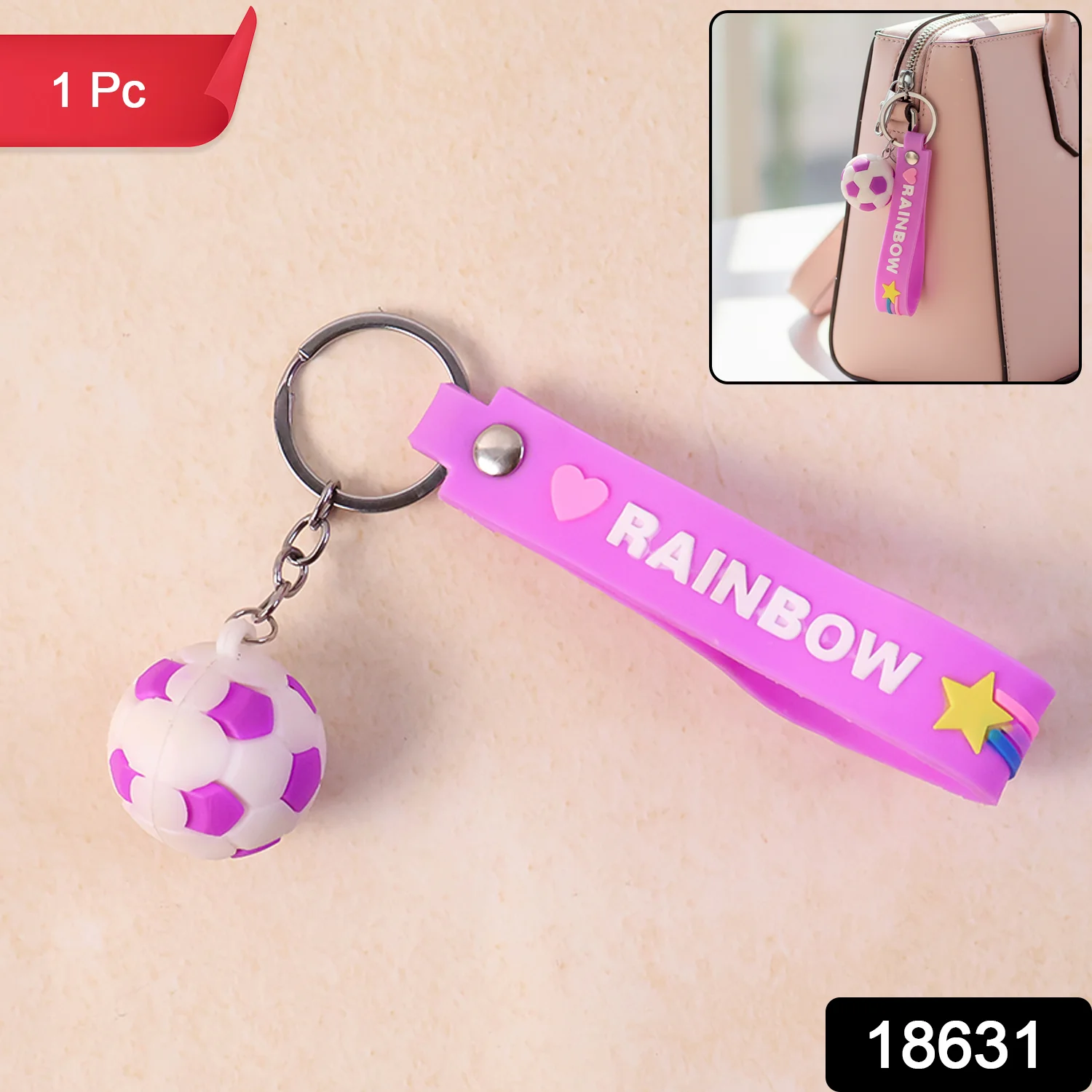 Cute Silicone 3D Key Chain with Metal Hook & Strap (Pack of 1) - Image 2