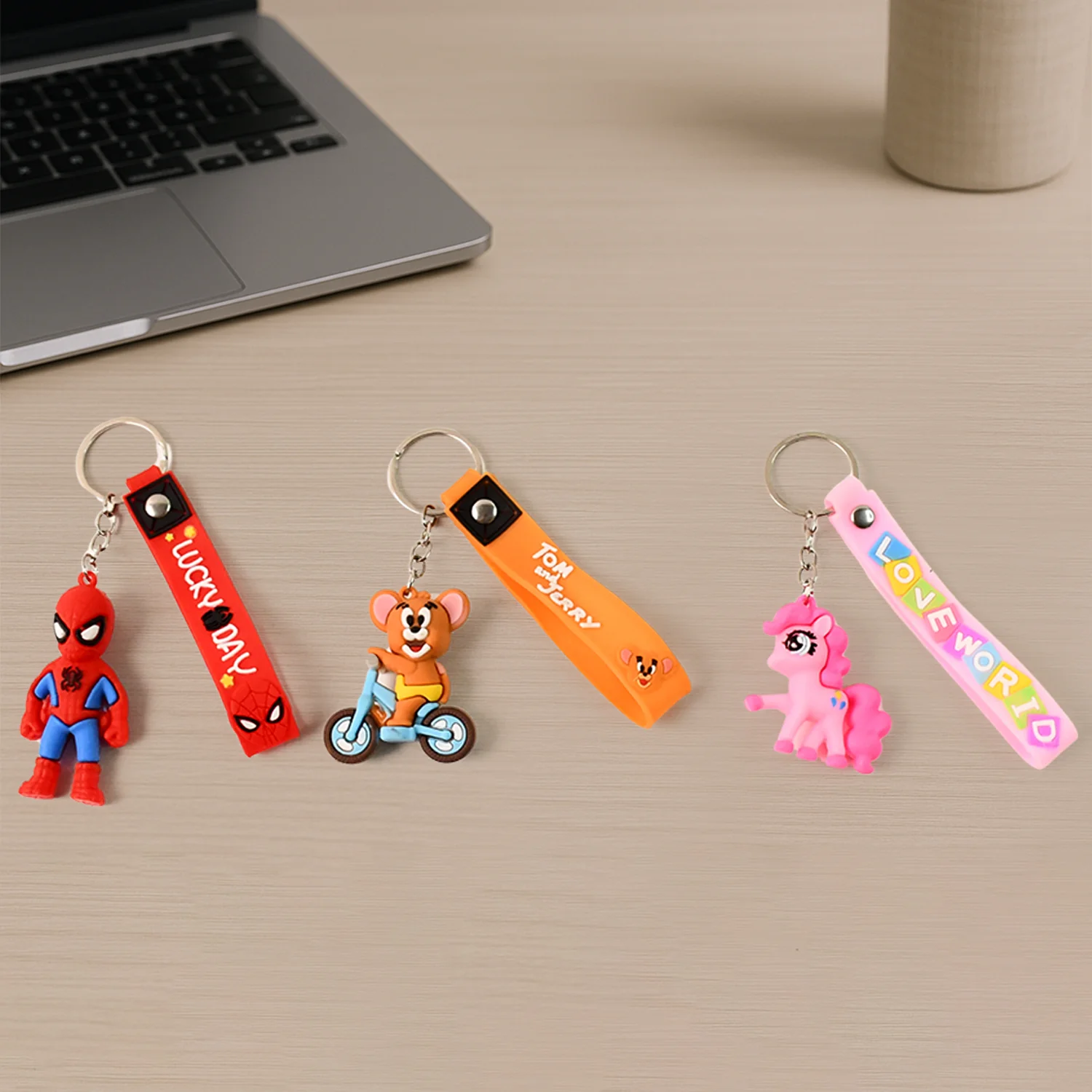 Cute Cartoon Silicone 3D Key Chain with Metal Hook & Strap (Pack of 1) - Image 3