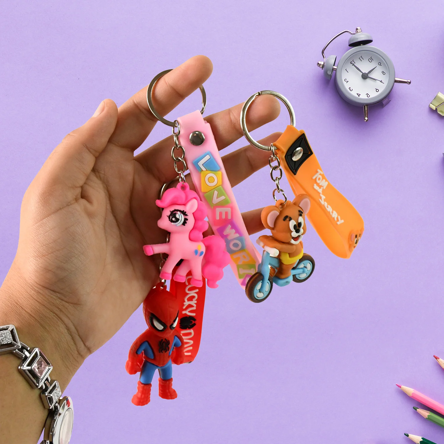 Cute Cartoon Silicone 3D Key Chain with Metal Hook & Strap (Pack of 1) - Image 4