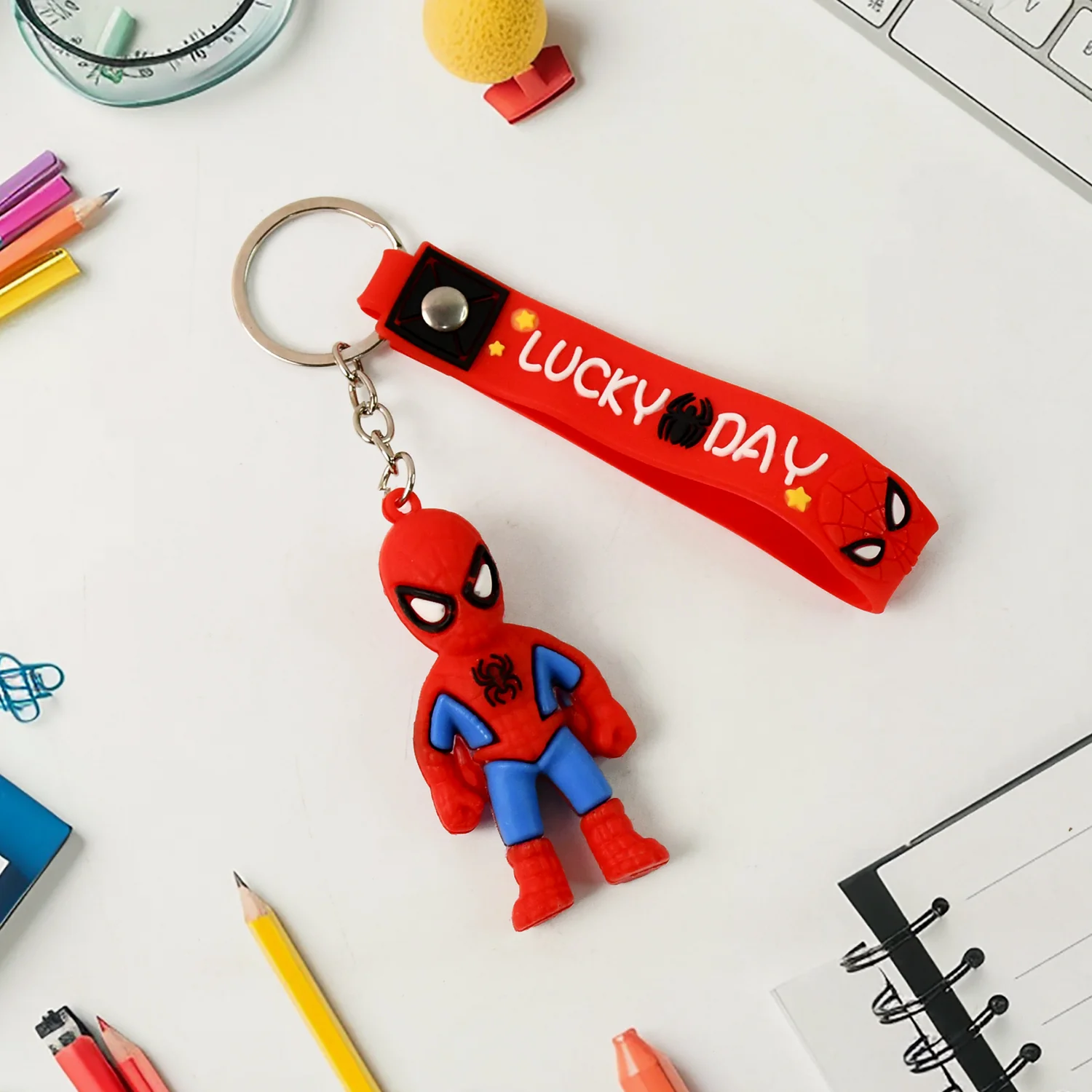 Cute Cartoon Silicone 3D Key Chain with Metal Hook & Strap (Pack of 1) - Image 7