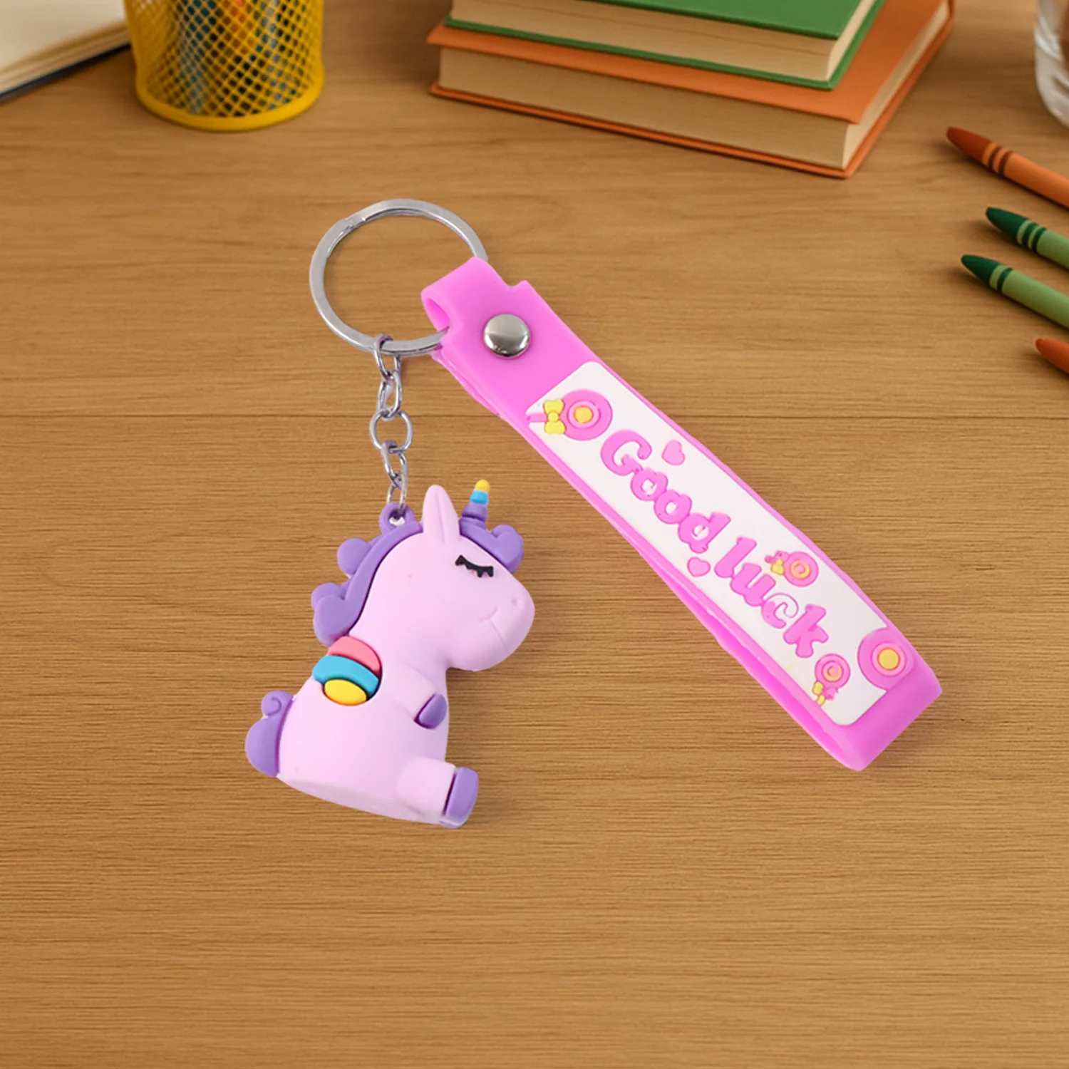 Cute Cartoon Silicone 3D Key Chain with Metal Hook & Strap (Pack of 1) - Image 3