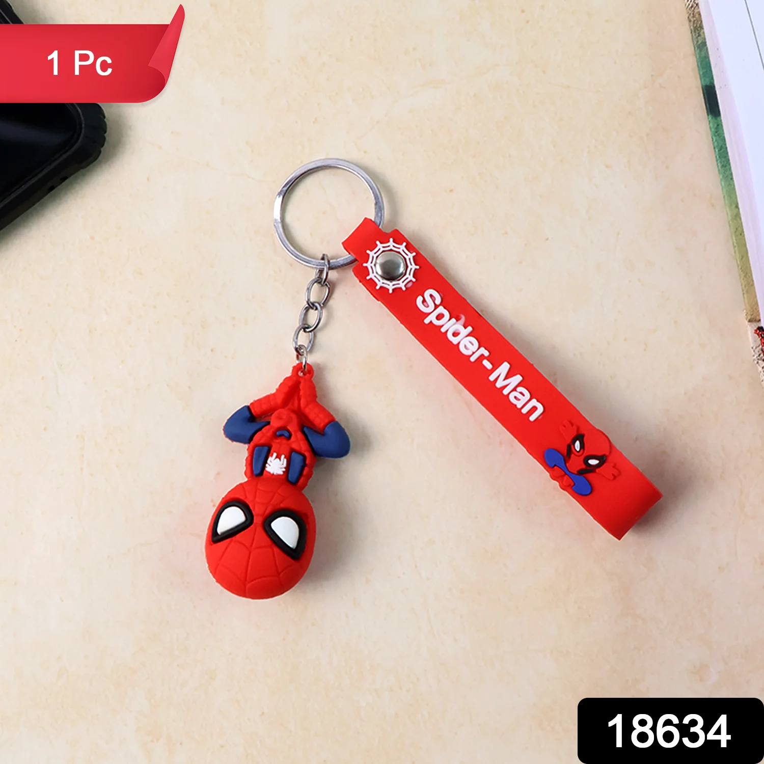 Cute Cartoon Silicone 3D Key Chain with Metal Hook & Strap (Pack of 1) - Image 2