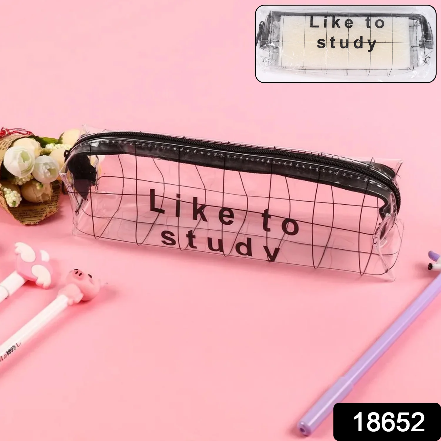Transparent Pencil Pouch With Zipper (1 Pc) - Image 2