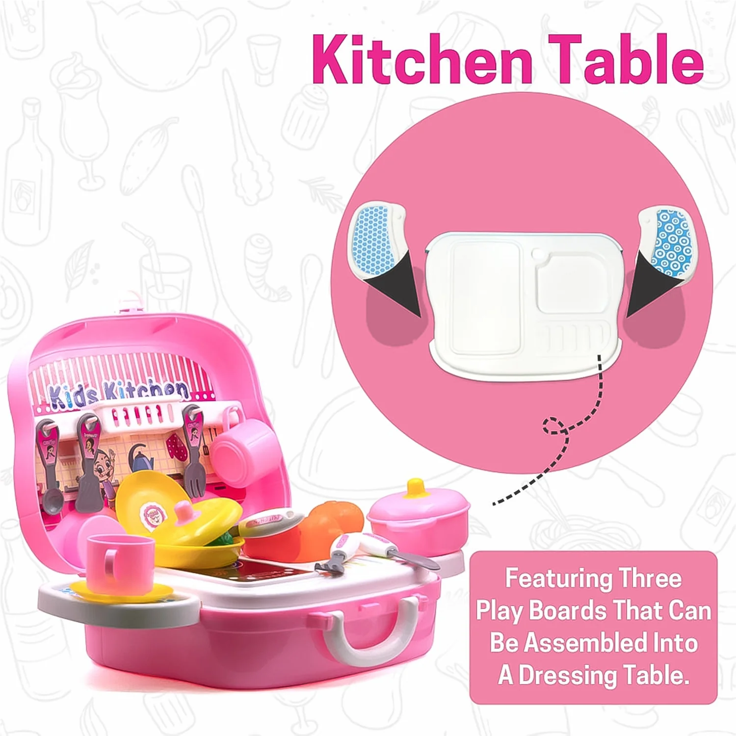 Kitchen Set for Kids Girls Pretend Play Toys Little (23 Pcs Set Approx) - Image 3