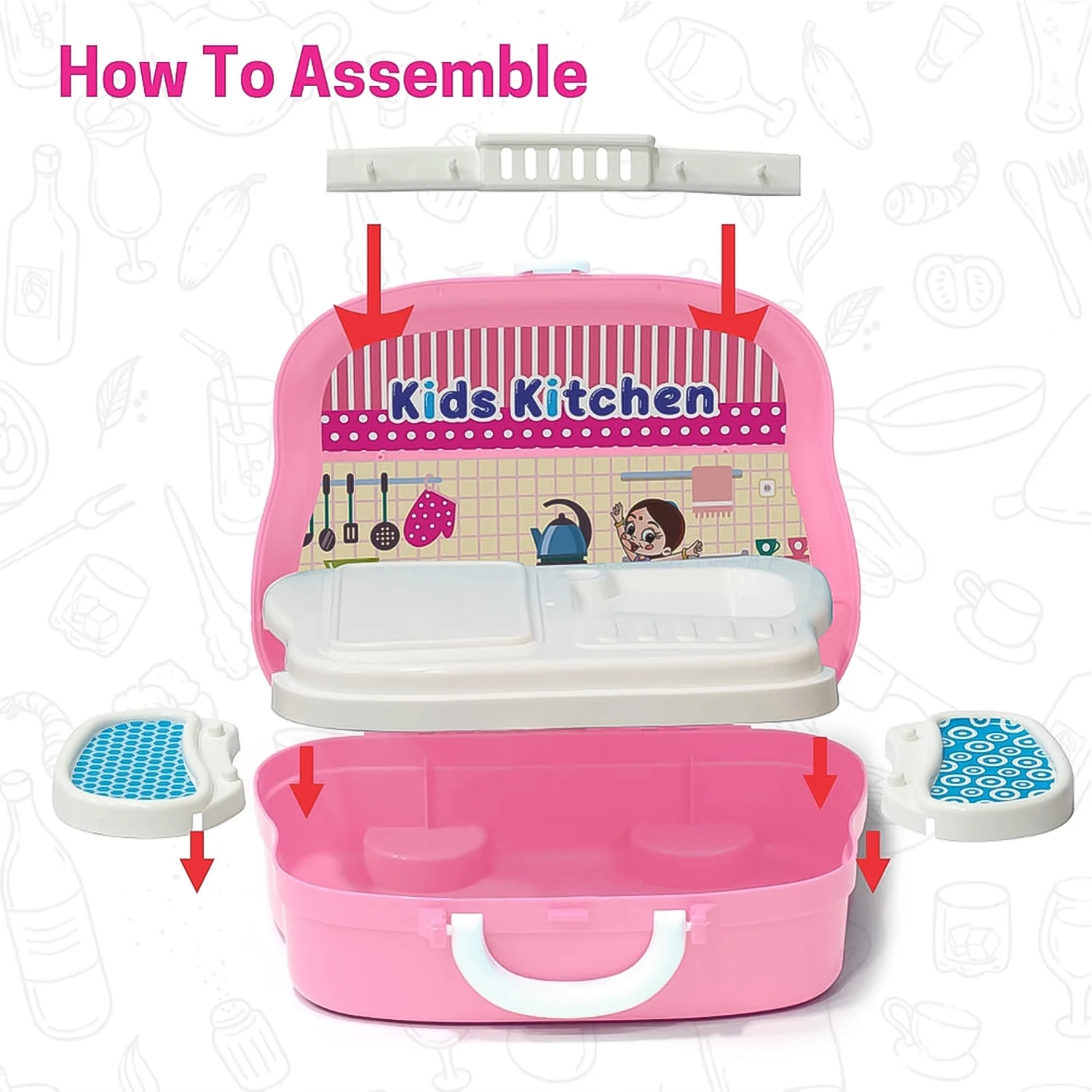 Kitchen Set for Kids Girls Pretend Play Toys Little (23 Pcs Set Approx) - Image 8