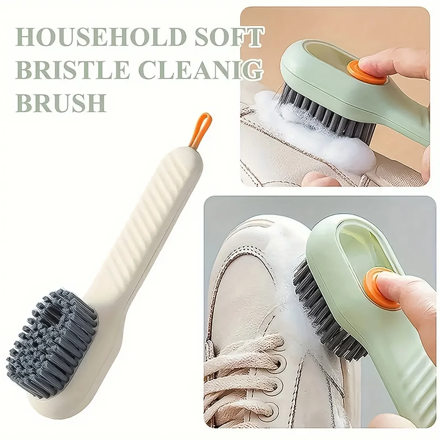 Cleaning Sponge Brush Liquid / Soap Dispenser & With 4 Refill Brush Heads (1 Set) - Image 6