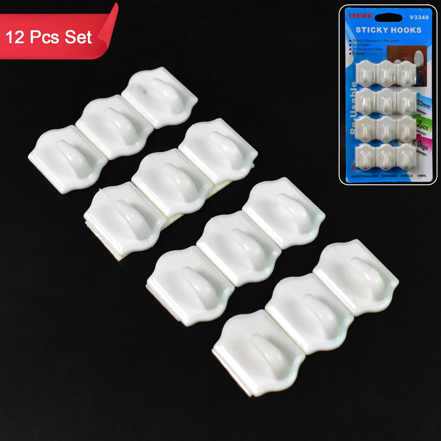 Small Adhesive Hooks for Wall Hanging Adhesive Hooks (12 pcs Set) - Image 3