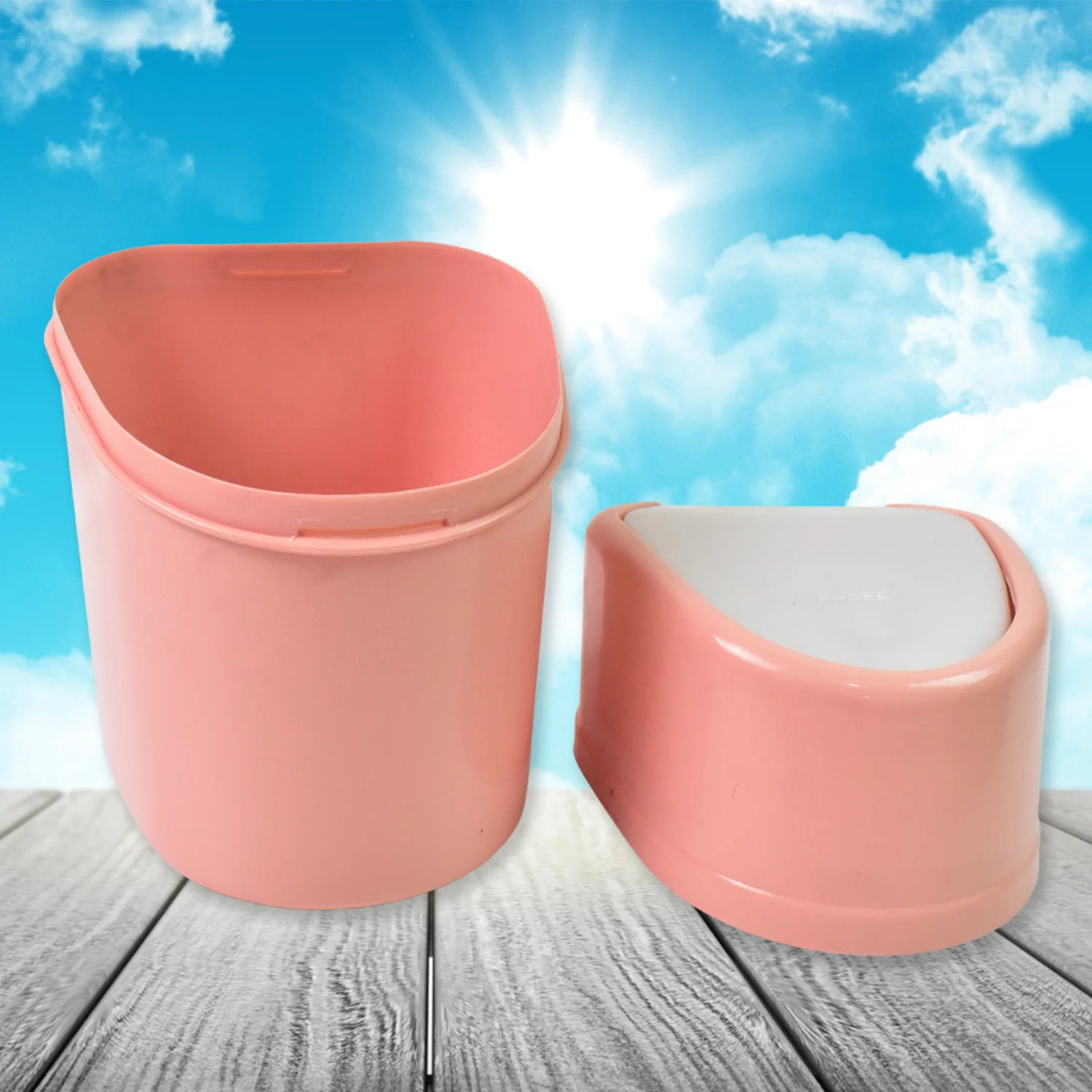 Mini Trash Can, Dustbin Plastic Garbage Can with Lid (1 Pc) - Image 3