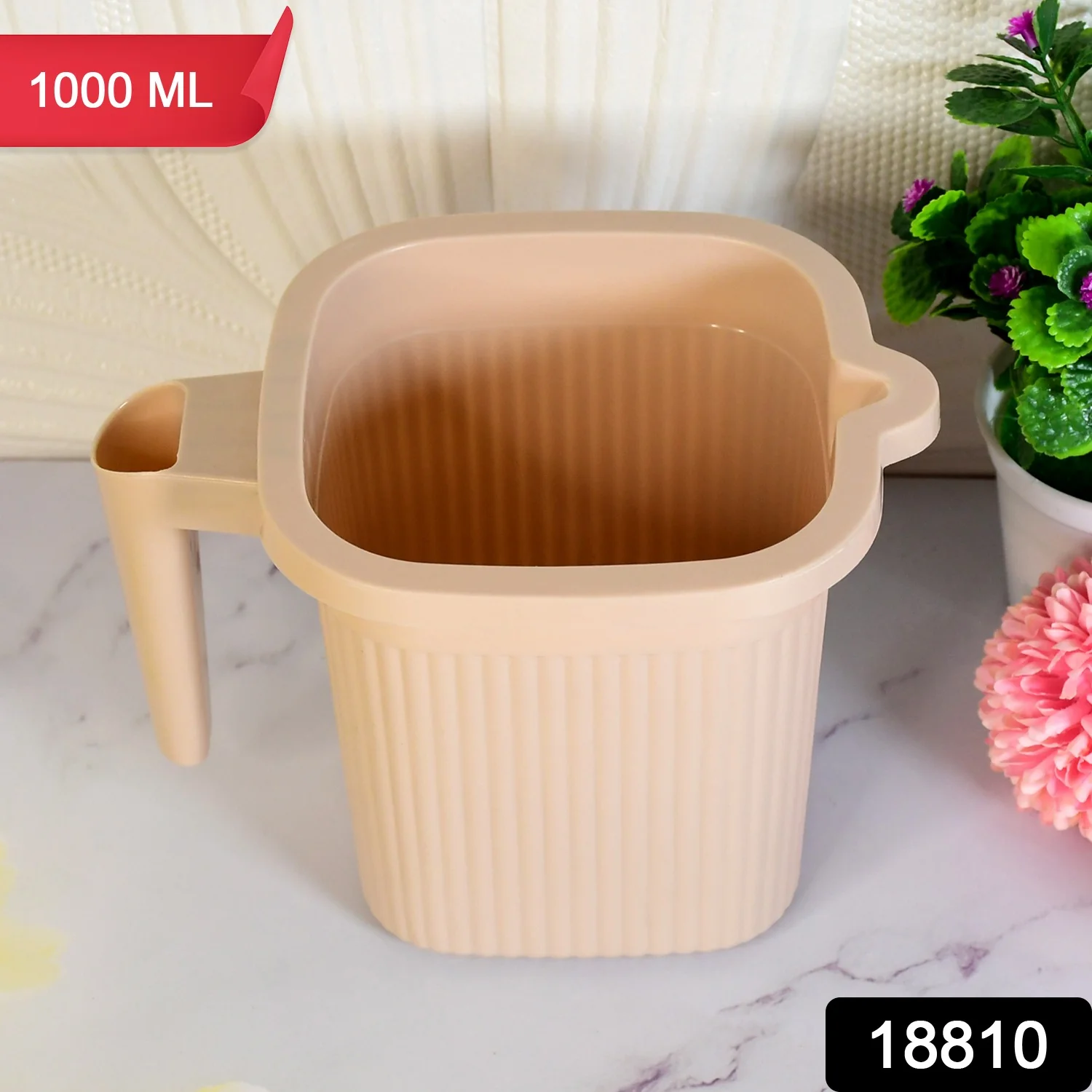 Plastic Square Bath Water Mug (1 Pc / 1000 ML / Mix Color) - Image 2