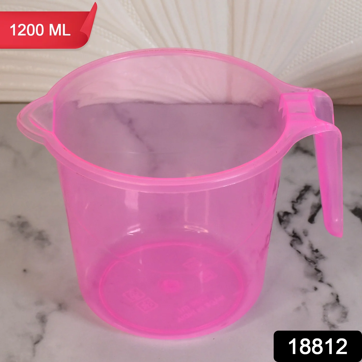 Plastic Round Transparent Bath Water Mug (1 Pc / 1200 ML / Mix Color) - Image 2