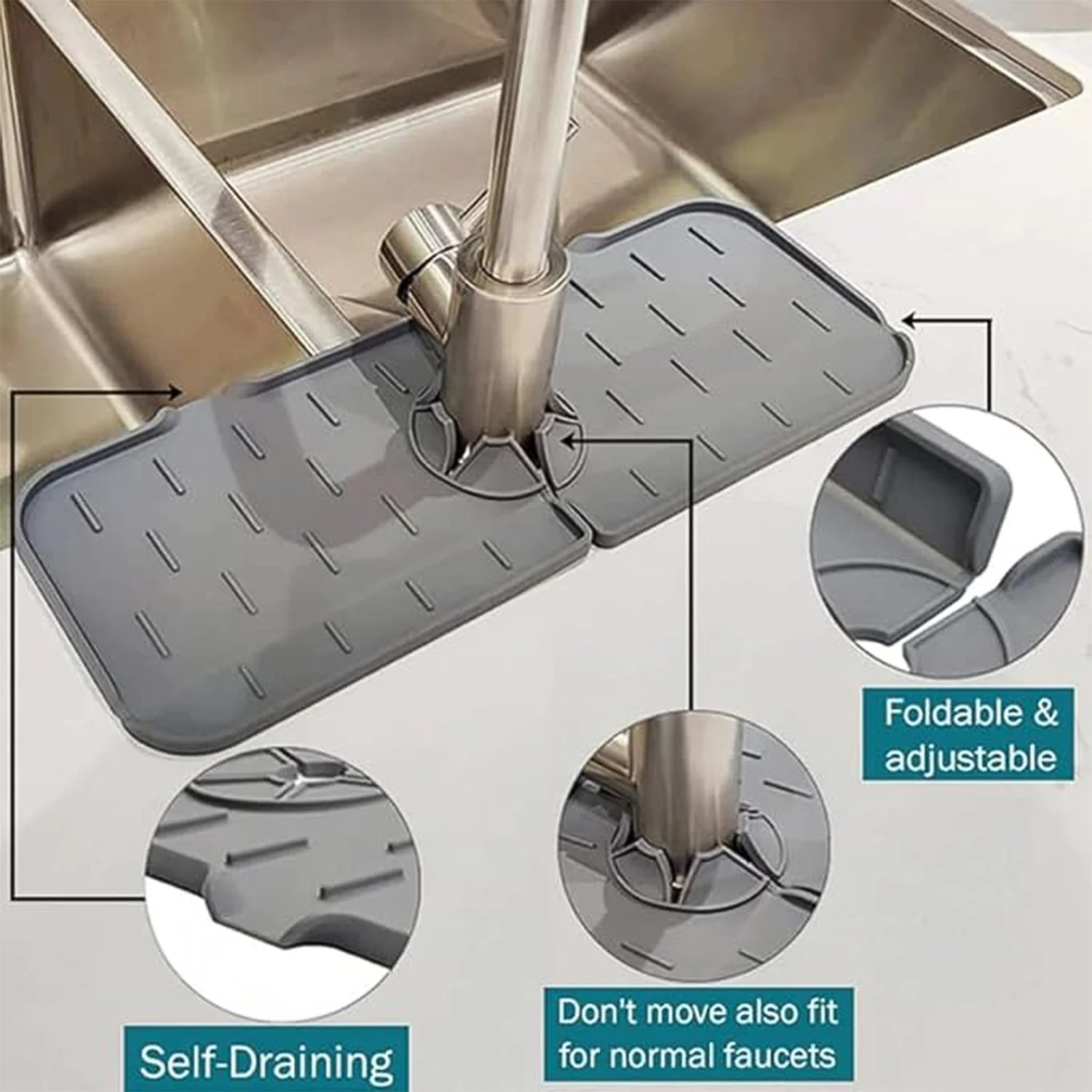 Silicone Sink Faucet Pad / Mat (1 Pc / 33x12 Cm) - Image 6