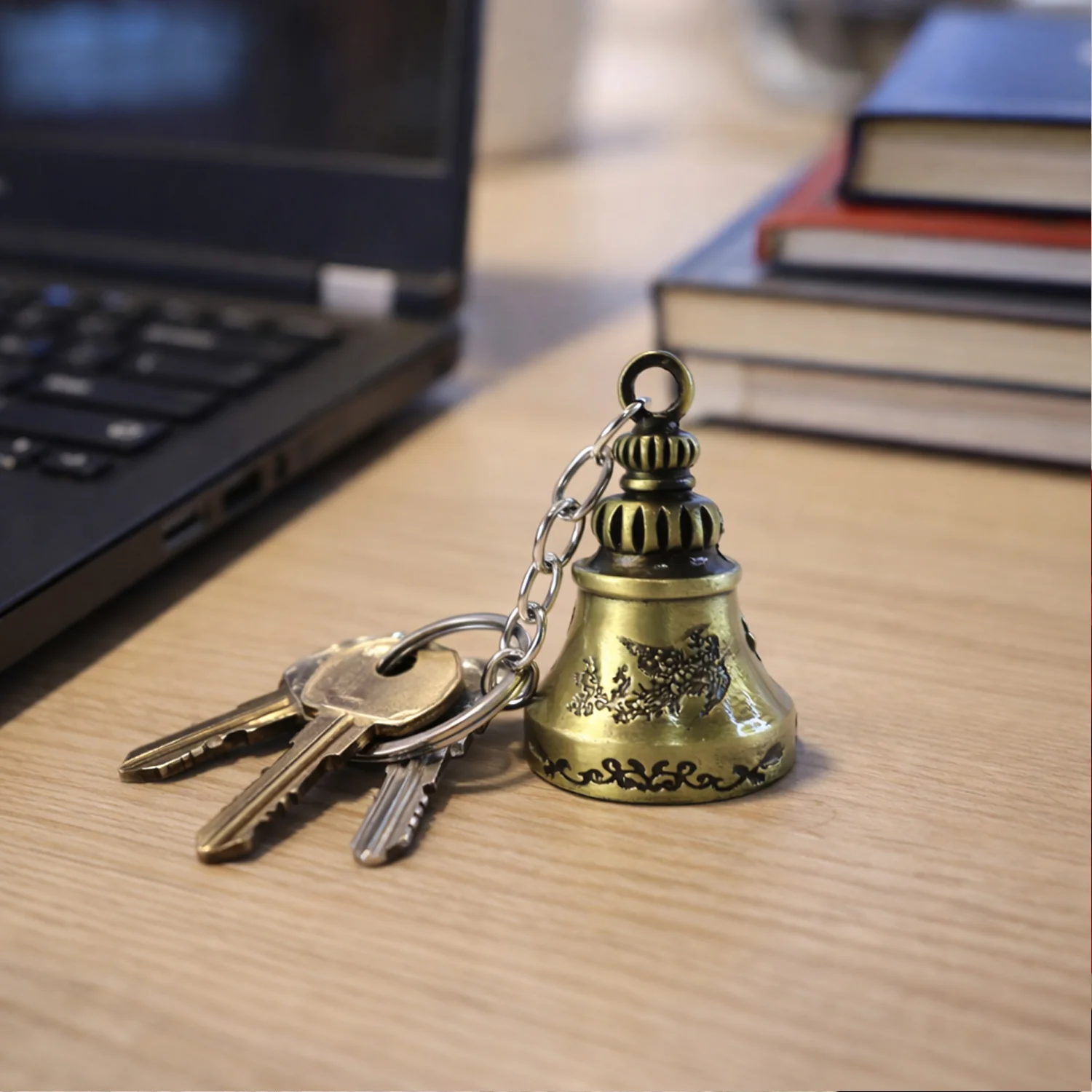 Metal Small Temple Bell Keychain, Motorcycle Bell Keychain (1 Pc / Mix Color) - Image 3