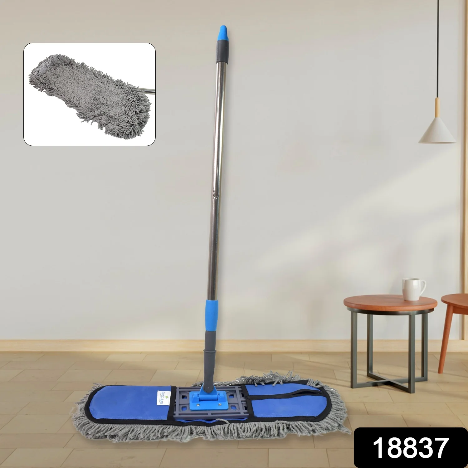 Wet and Dry Cotton Pad Floor Mop with Long Aluminium Handle (1 Pc / Large) - Image 2