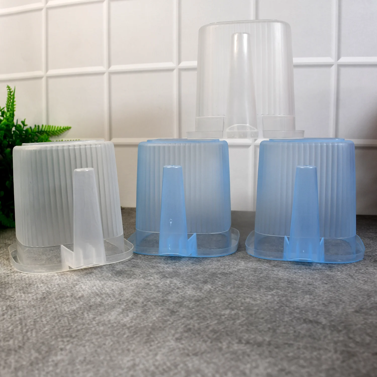 Plastic Transparent Bathroom Water Mug (4 pc / Mix colour / 1000 ML) - Image 6