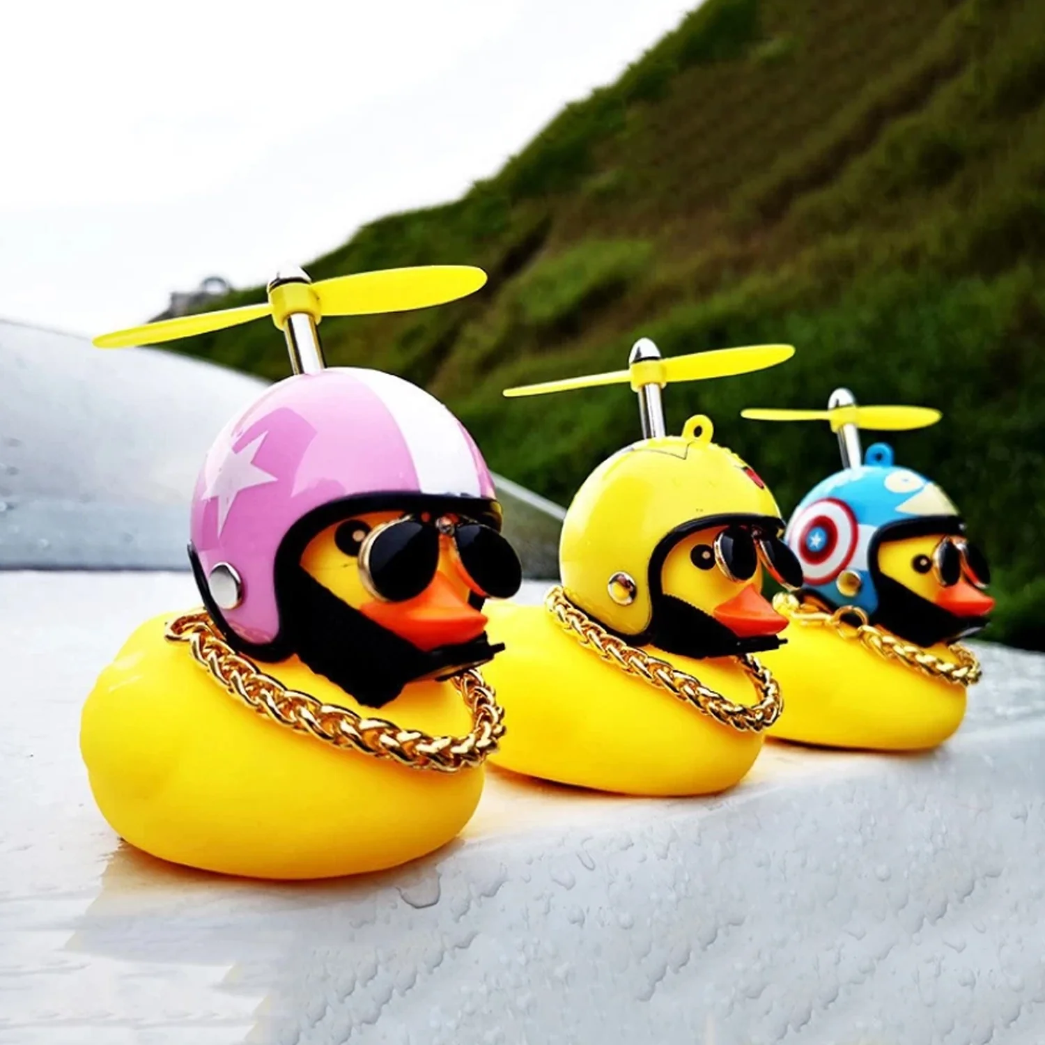 Beautiful Duck Car Ornaments Duck Bicycle Bell Propeller Helmet (1 Pc / Mix Design) - Image 6
