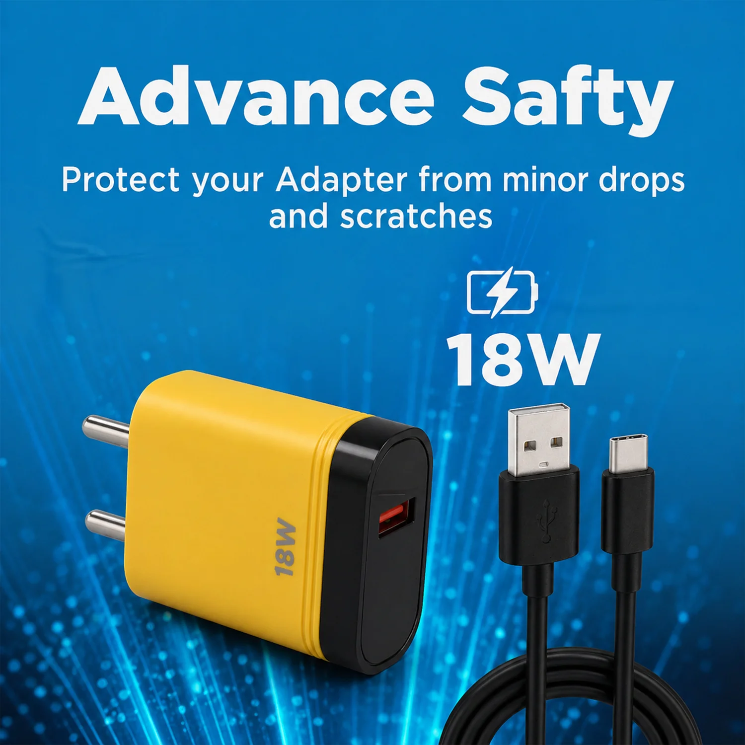 18W Fast Charging Dual USB Wall Charger Adapter with Free Type C Cable - Image 3
