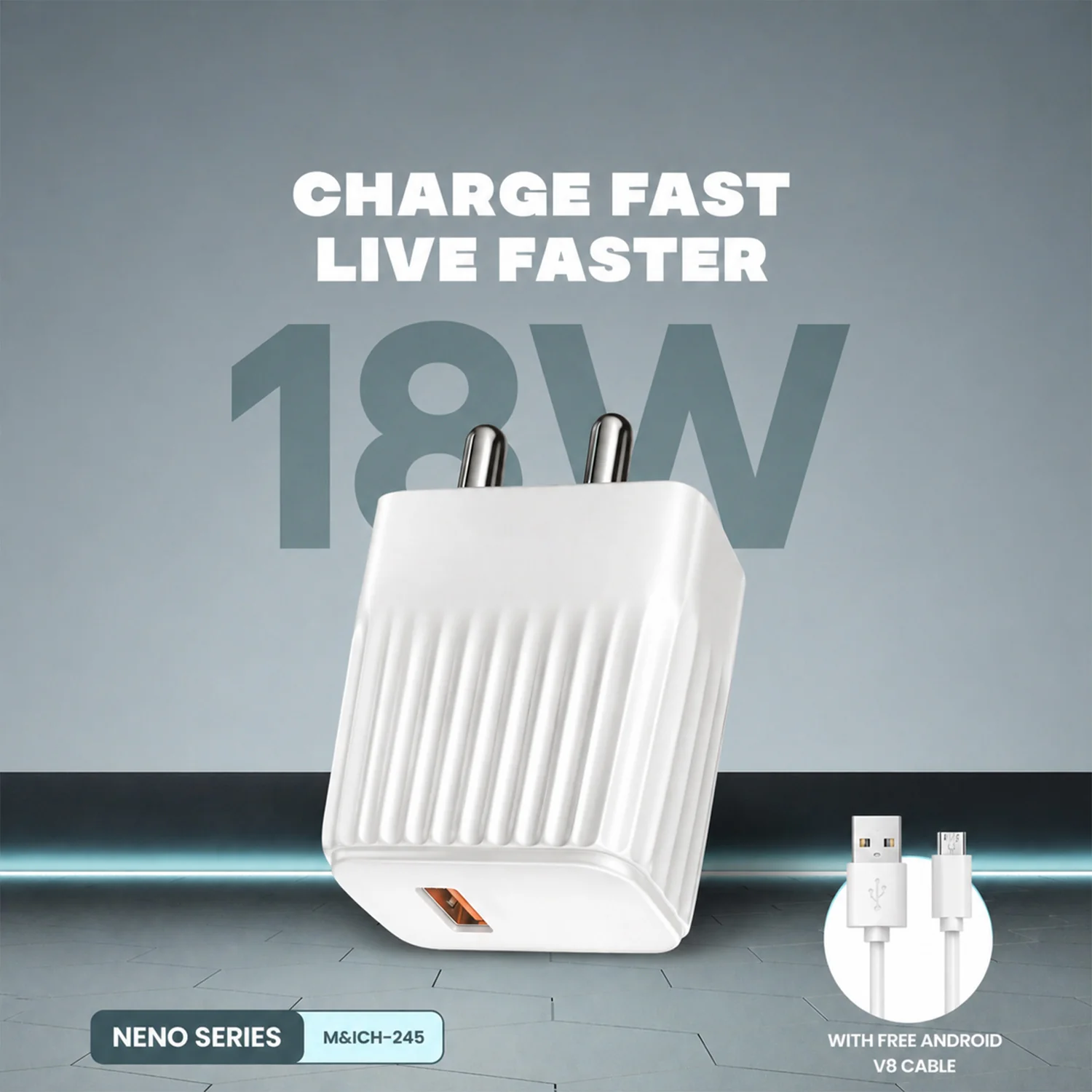 18W Fast Charging USB Wall Adapter with Free Micro USB Cable - Image 4